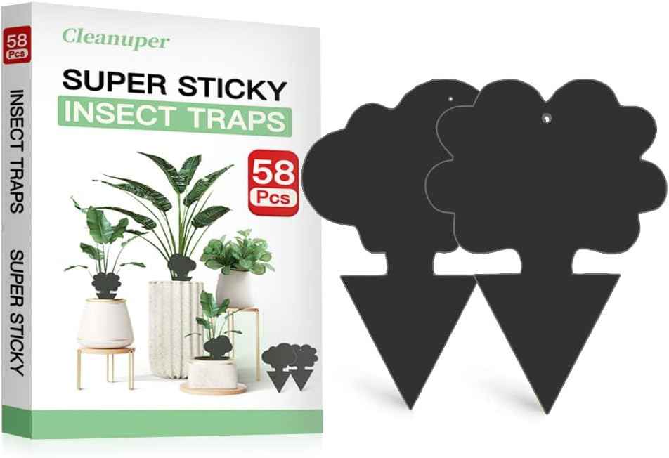 58 Pack Flying Insect Traps for Plants – Green Sticky Traps for Fungus Gnats, Flies & Flying Bugs, Indoor Outdoor Flying Bug Catcher for Pots, Garden & Kitchen, Non-Toxic, Odorless, Kid & Pet Safe