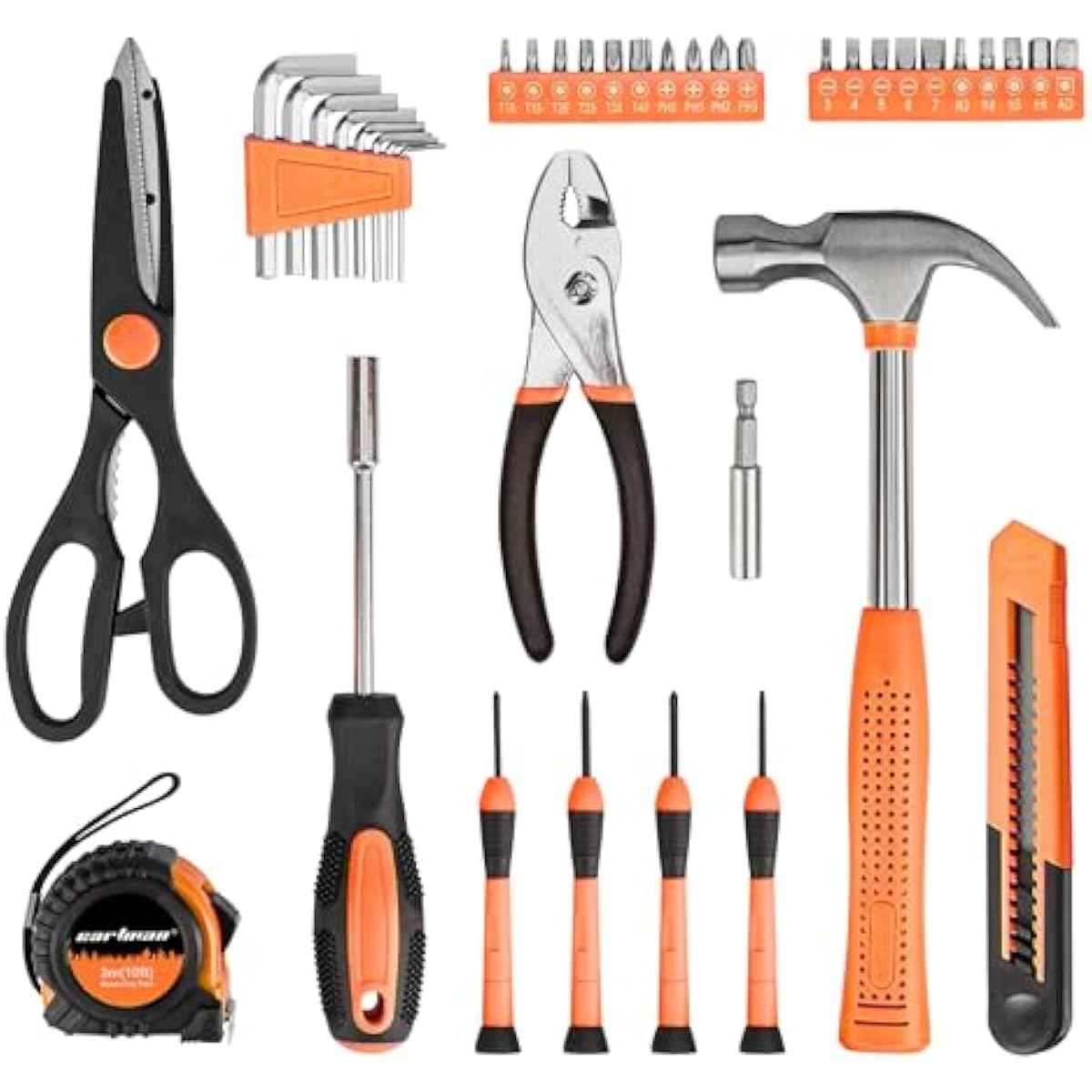 CARTMAN 39 Piece Tool Set General Household Hand Kit with Plastic Toolbox Storage Case Orange
