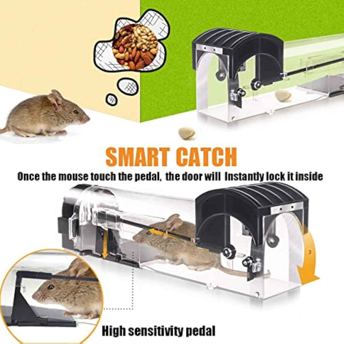 Humane Mouse Traps, 12 inches Enlarged No Kill Rat Live Traps for Chipmunks, Reusable Catch and Release Mice, Pet and Children Friendly Mouse Trap That Work