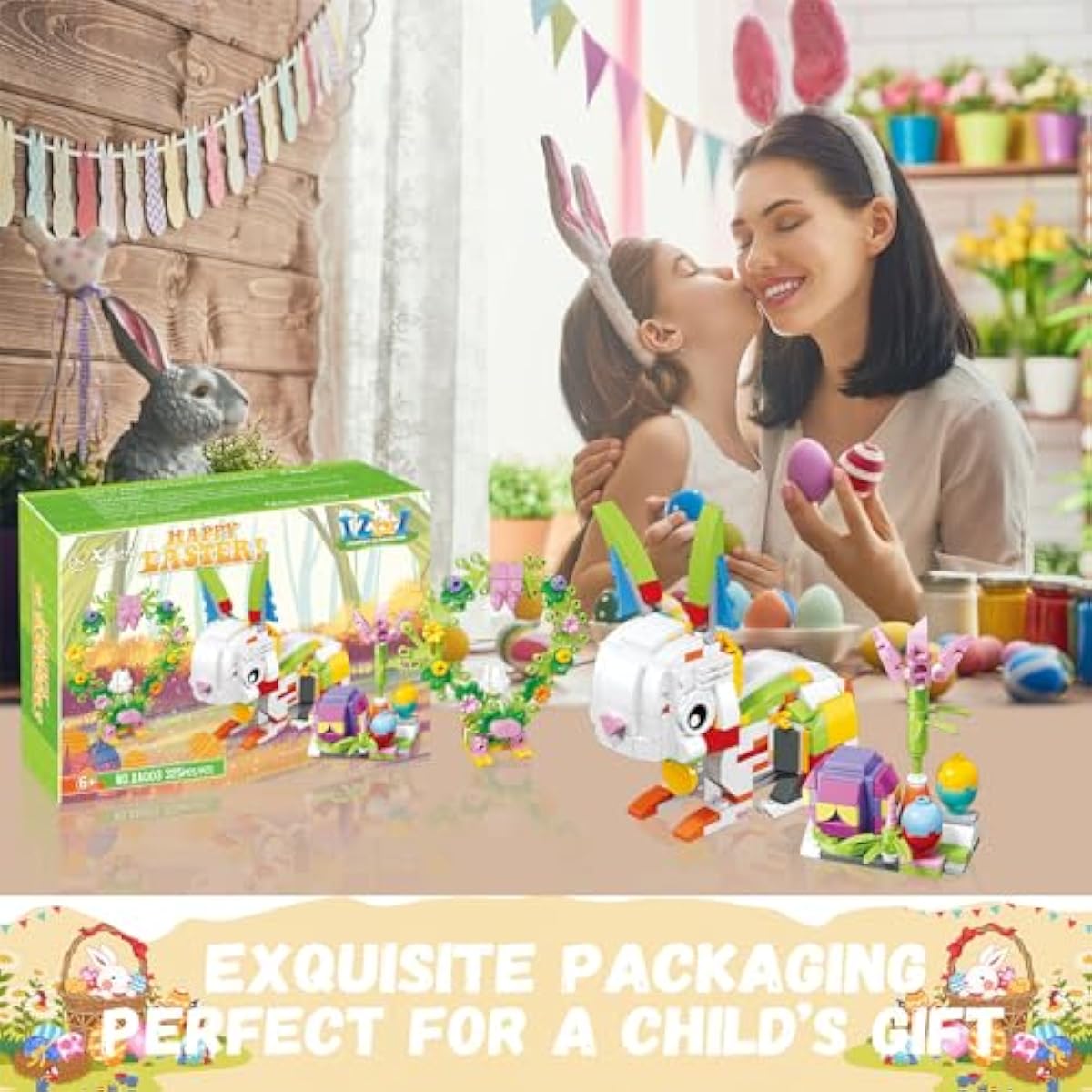 12-piece easter rabbit building blocks set for kids 6+