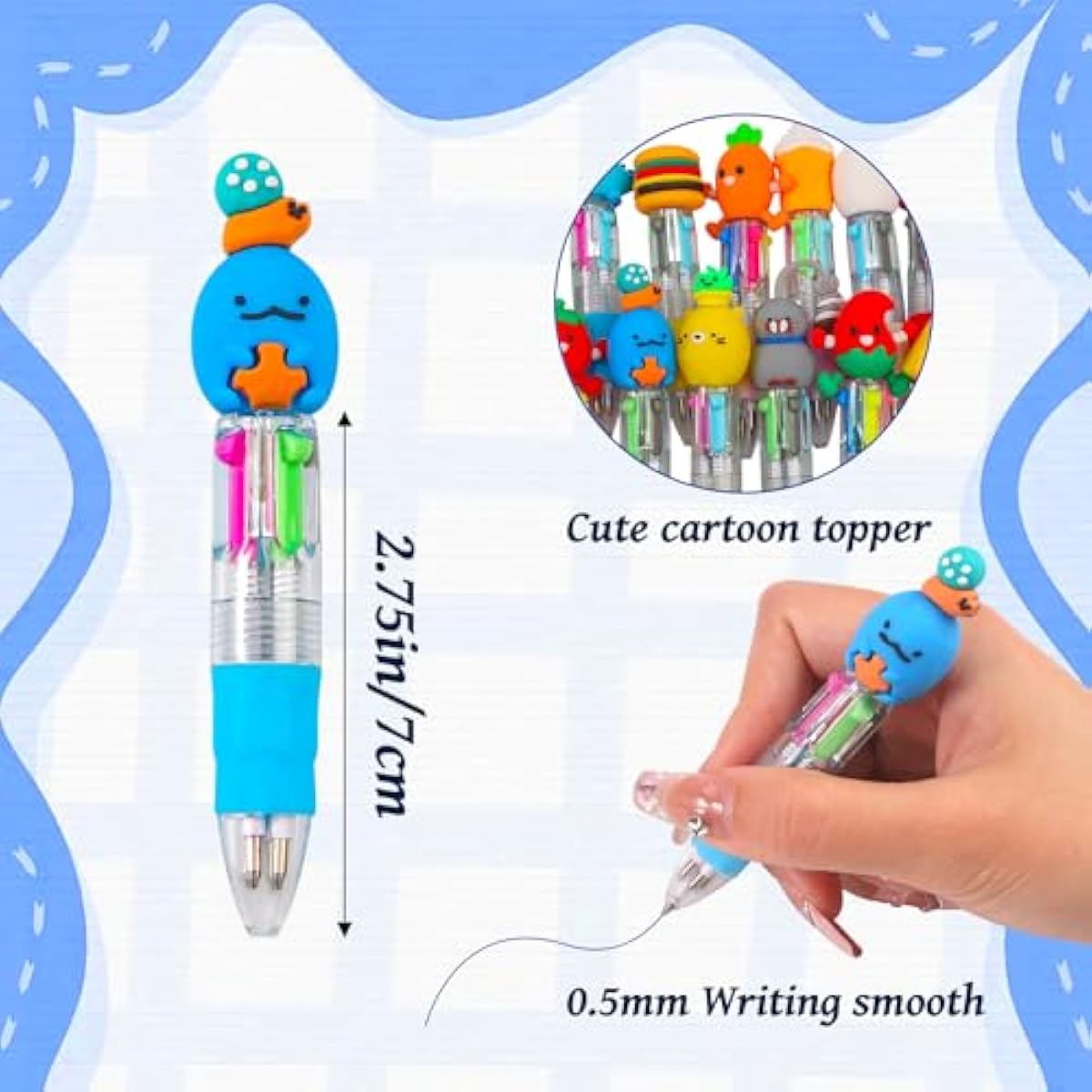 cZWZ 20Pcs Mini Multicolor Pens 4-in-1 Cute Ballpoint Pens for Kids Birthday Party Favors Gifts Teacher Supplies