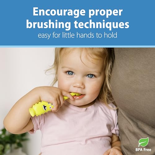 dr. browns green monster triple-sided toddler toothbrush with suction cup base, ages 1-4 years