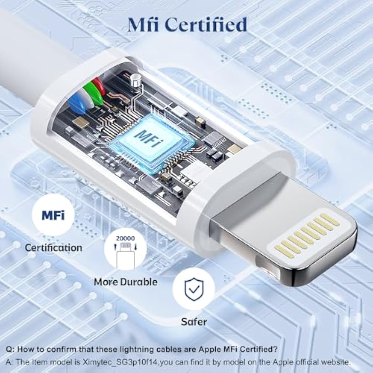 RCTech 3Pack 6FT Lightning cable MFi certified iPhone fast charger