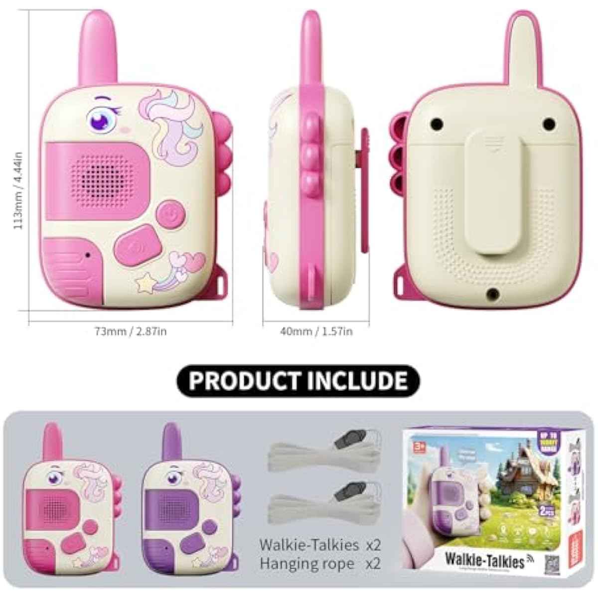 Walkie Talkies Toys for Girls:Unicorn Toys 2 Pack Birthday Gifts for 3 4 5-7 8 Year Old Girls Toy for 4 5 6 7 8-10 Year Old Camping Outdoor Games,Christmas Stocking Stuffers for Girls Kids