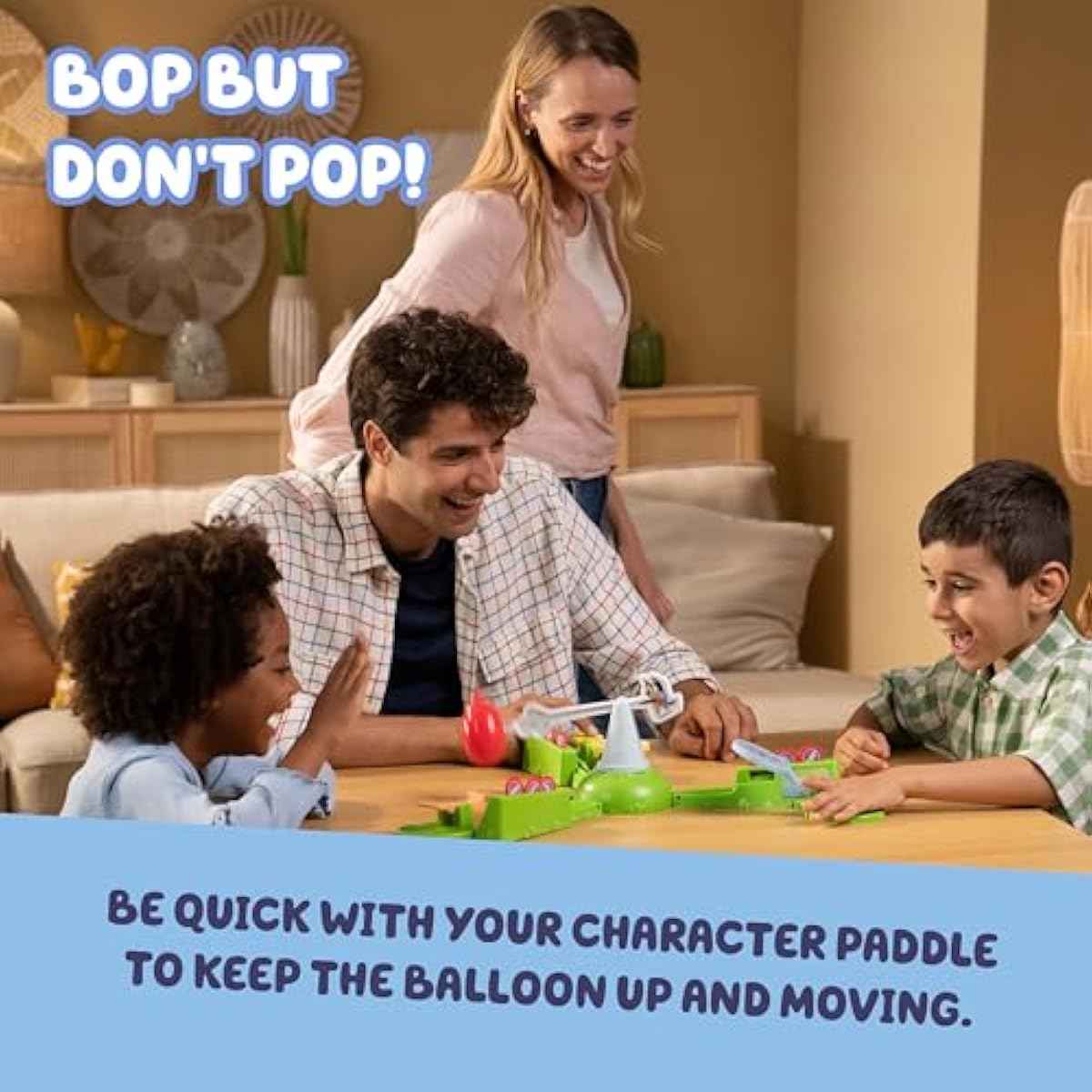 Bluey Keepy Uppy Game, Motorized Toddler Game with Bingo and Chilli Character Paddles, Games for 4+ Year Olds