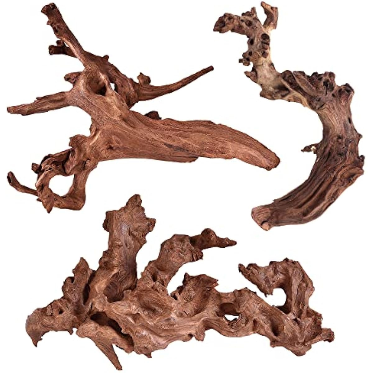 majoywoo Natural Coral Driftwood for Aquarium Decor, Assorted Driftwood Branch 6-10" 3 Pcs, Reptile Decorations