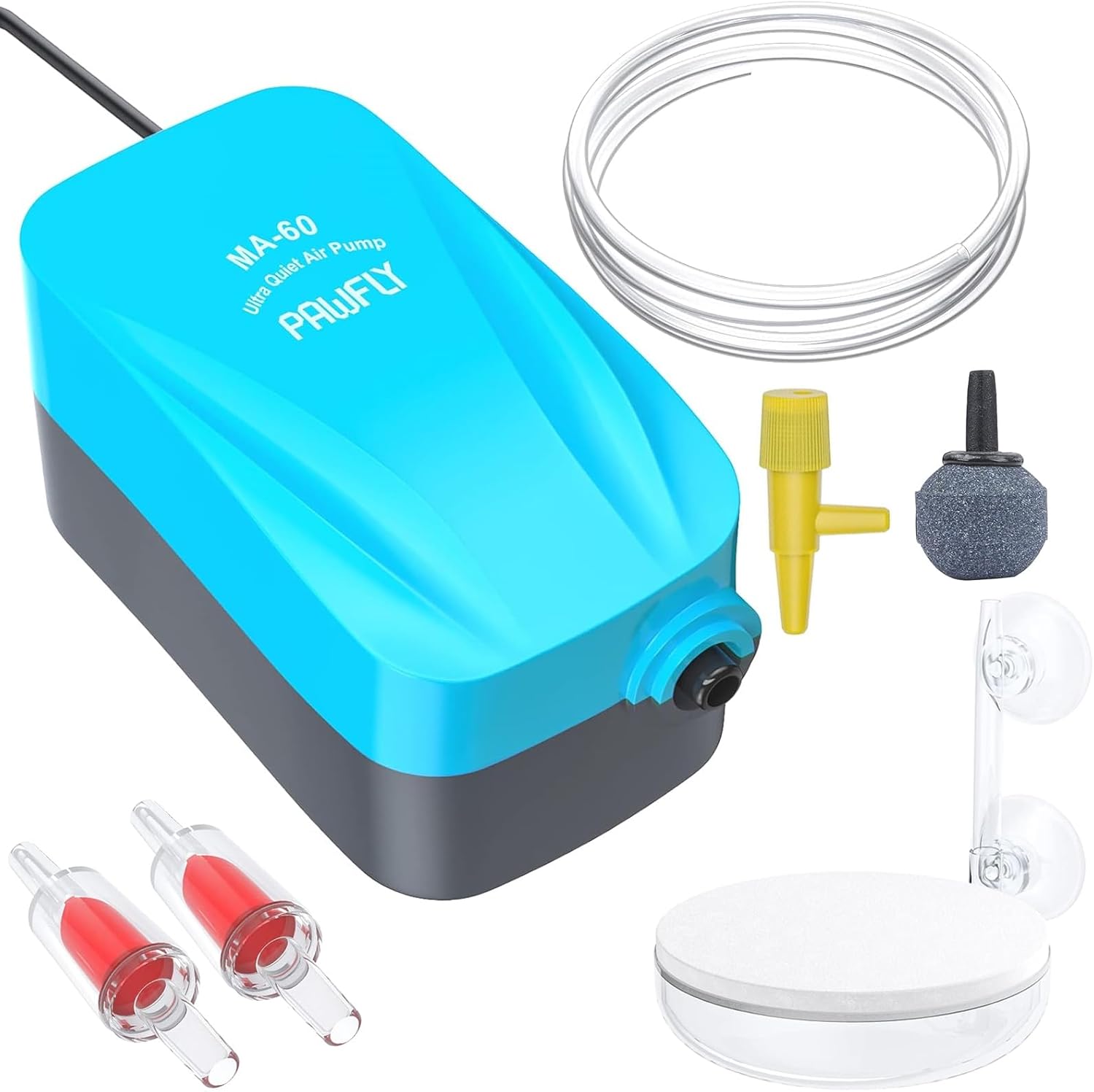 pawfly compact air pump quiet 15-40 gph oxygen aerator for 3-20 gallon buckets and fish tanks