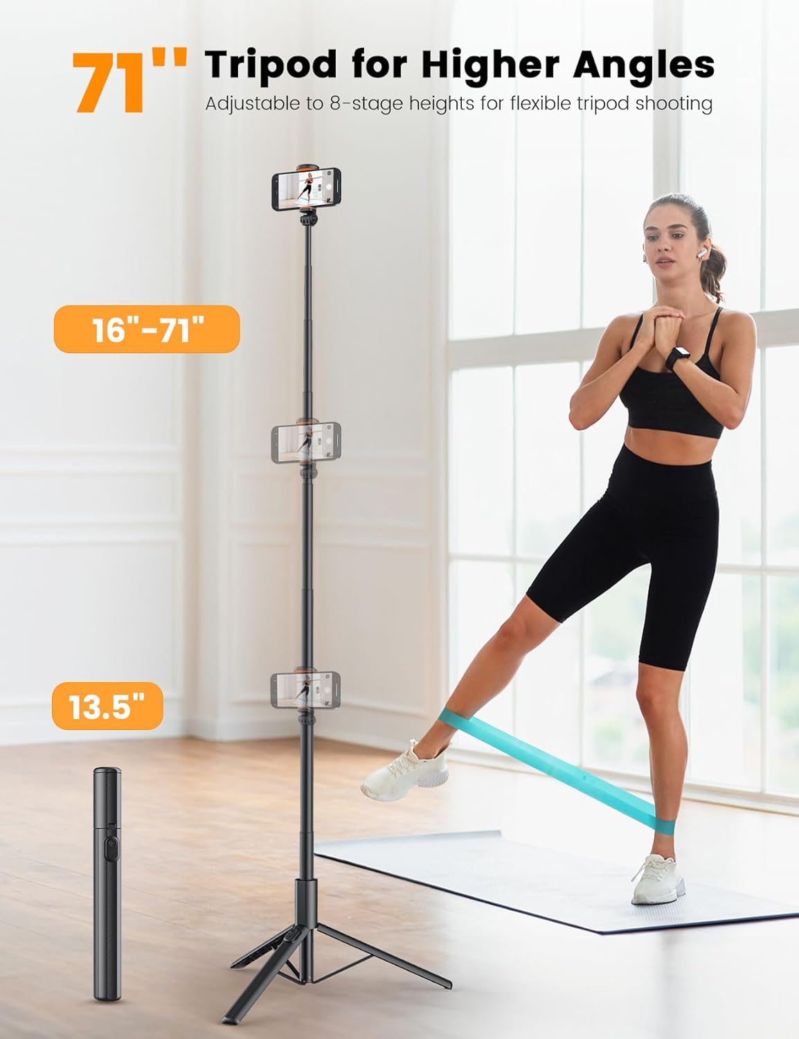 ANXRE 71" Phone Tripod, NT79 Extendable Selfie Stick with 1/4" Camera Mount for Cell Phone＆Camera, Phone Tripod Stand Holder with Remote Compatible with iPhone Android, Camera
