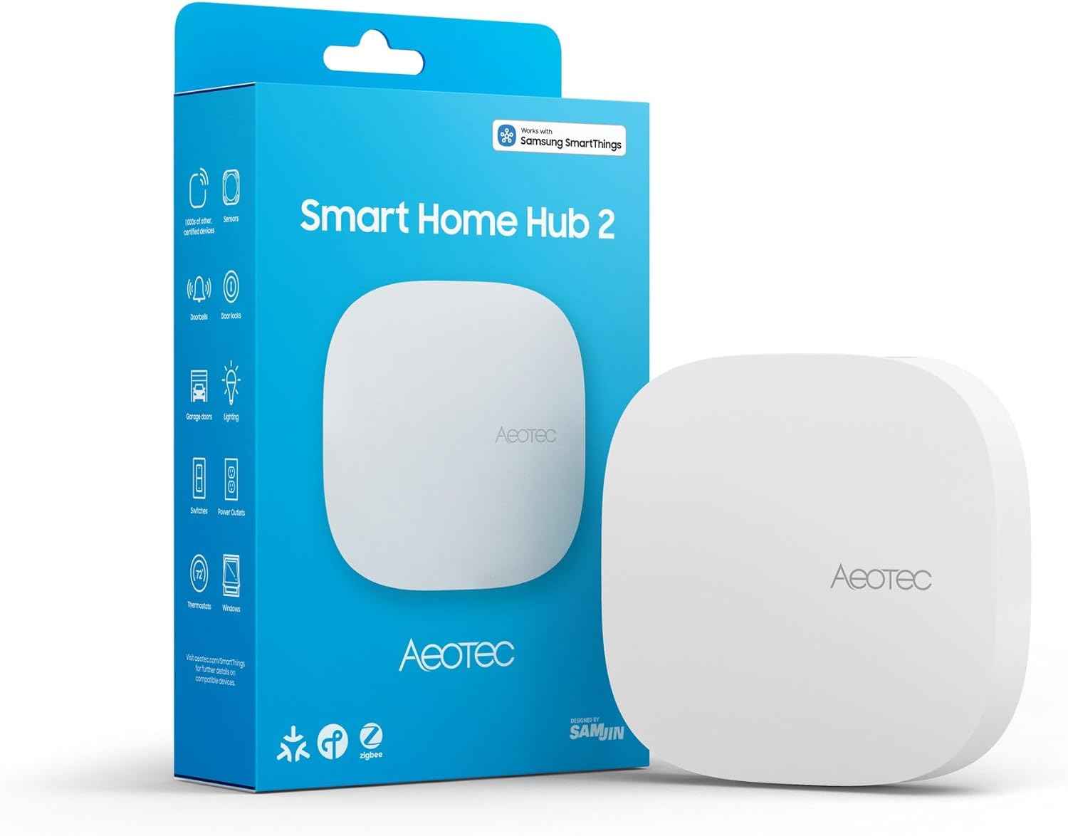 Aeotec Smart Home Hub, Works as a SmartThings Hub, Z-Wave, Zigbee, Matter Gateway, Compatible with Alexa, Google Assistant, WiFi