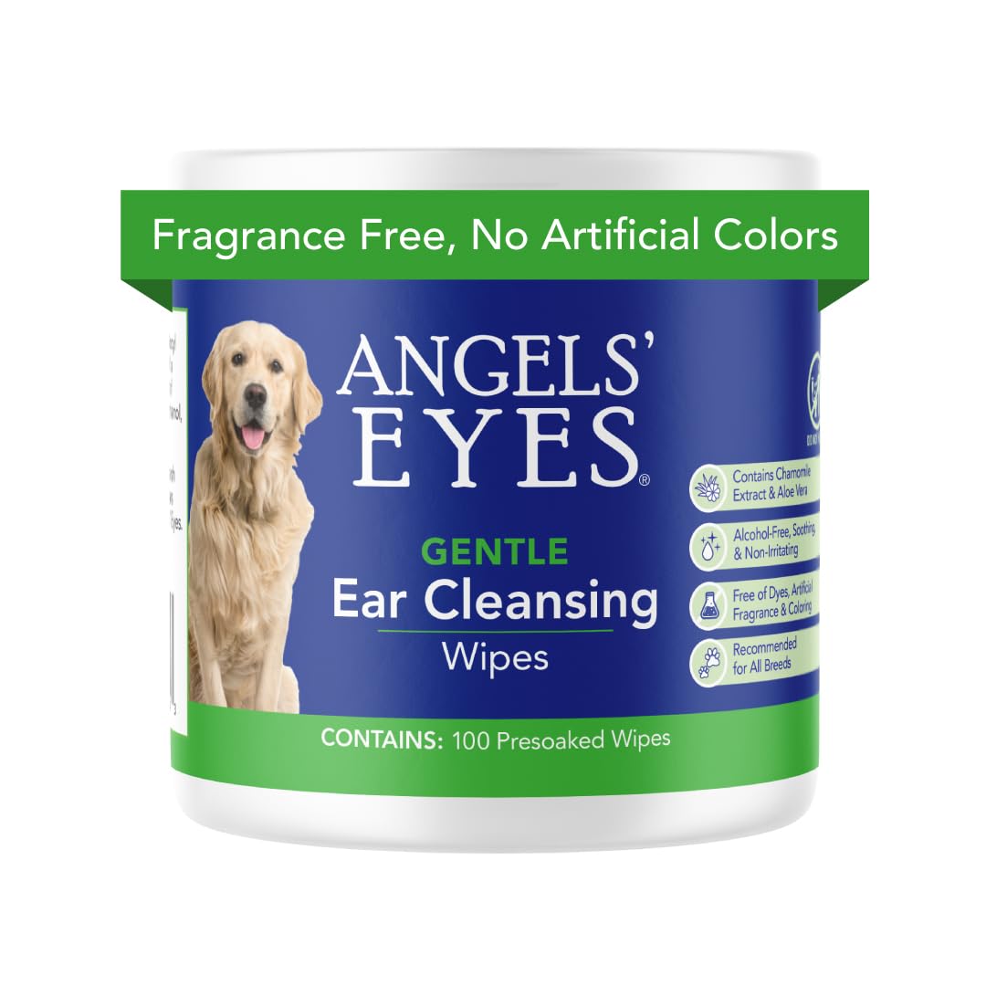 Angel's Eyes Gentle Tear Stain Wipes for Dogs and Cats, Presoaked, 100 Count, Textured