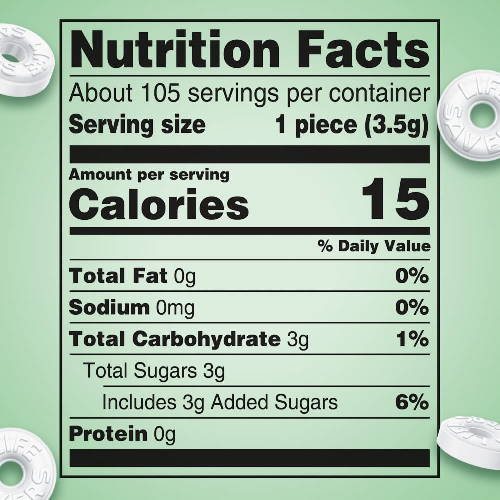 life-savers wint-o-green flavor breath mints hard candy, 13 oz bag, sharing size