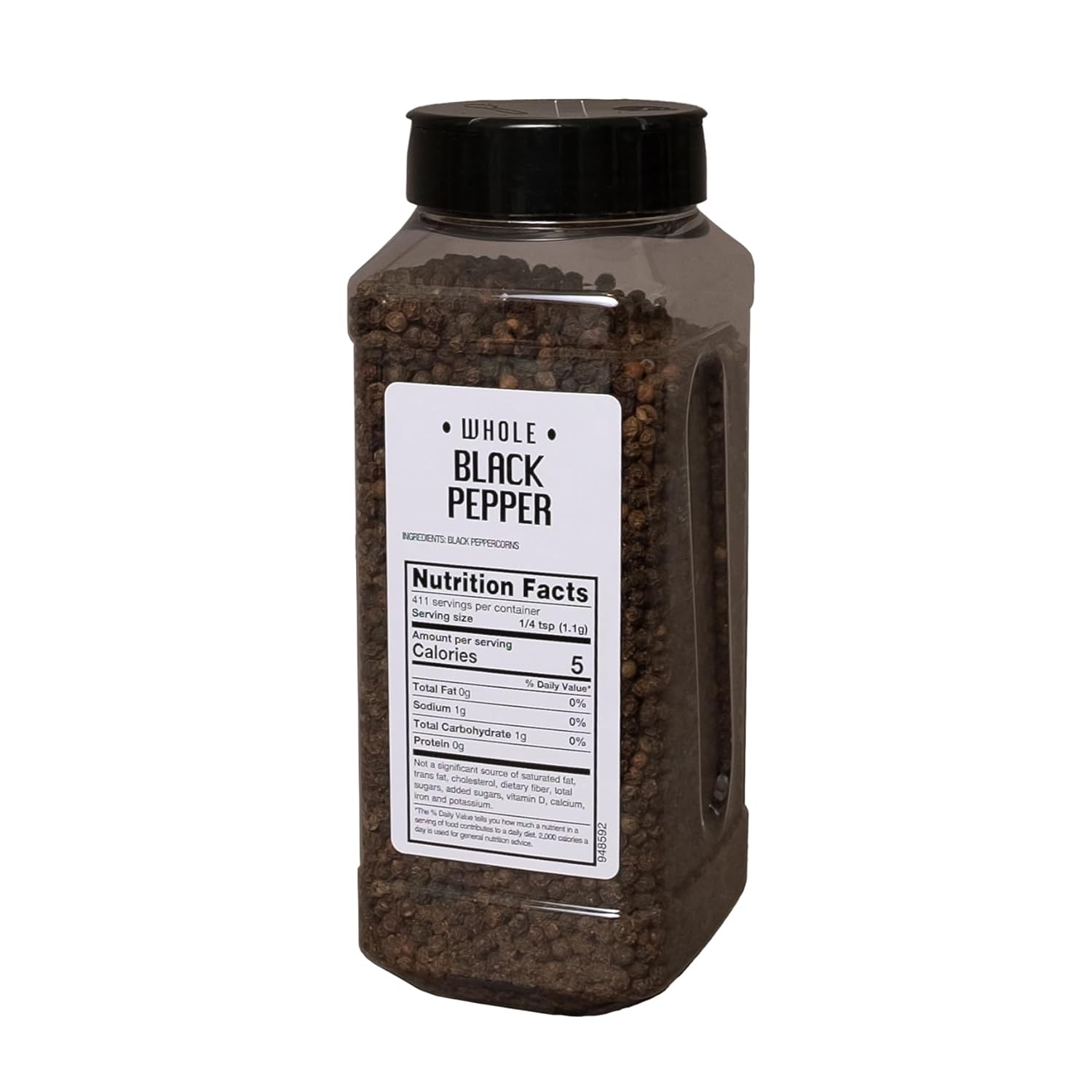 Sauer's Whole Black Pepper 1 Pound Canister Foodservice Whole Peppercorns Spice