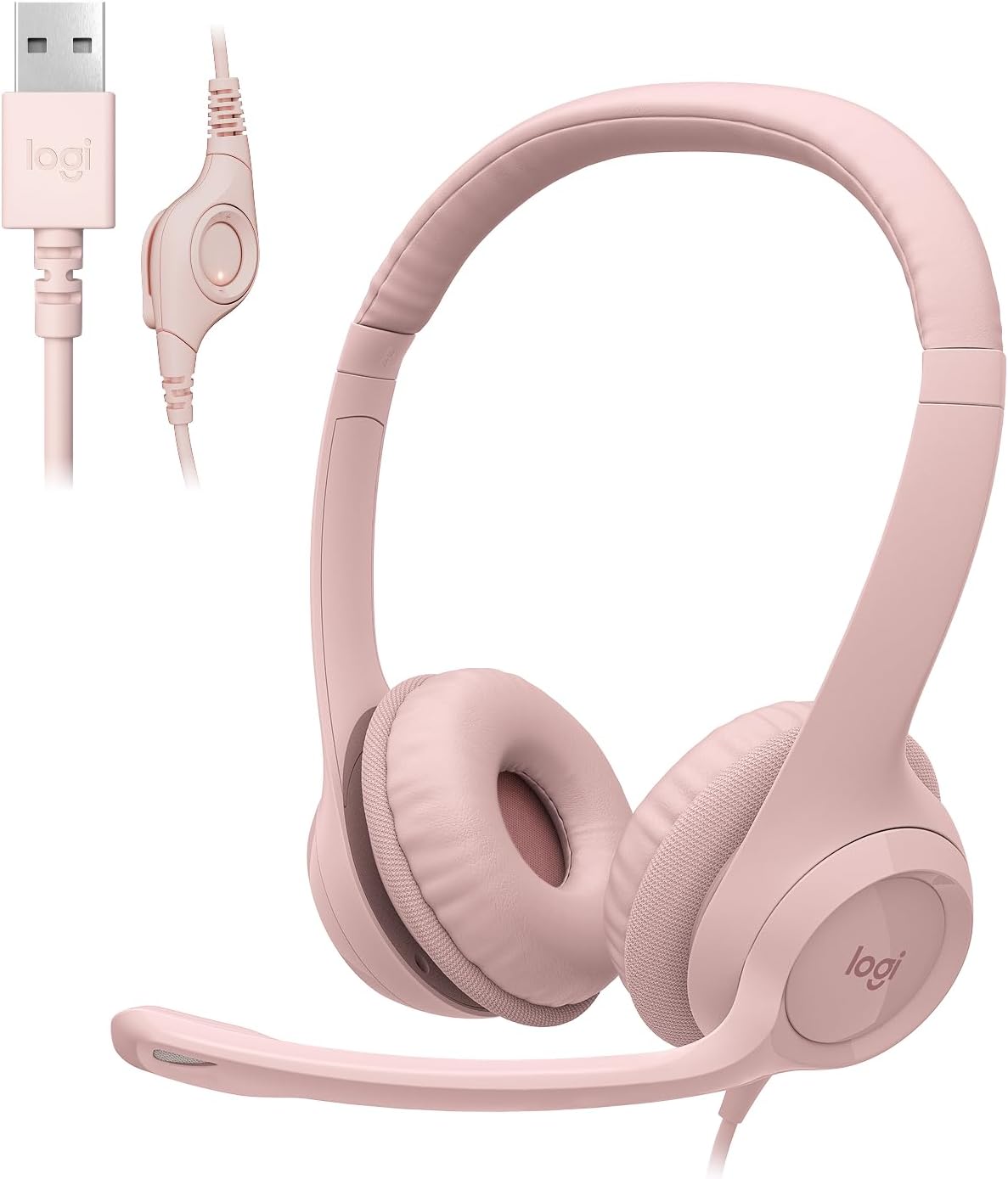 Logitech H390 black stereo wired headset with noise cancelling mic for PC, laptop, Chromebook