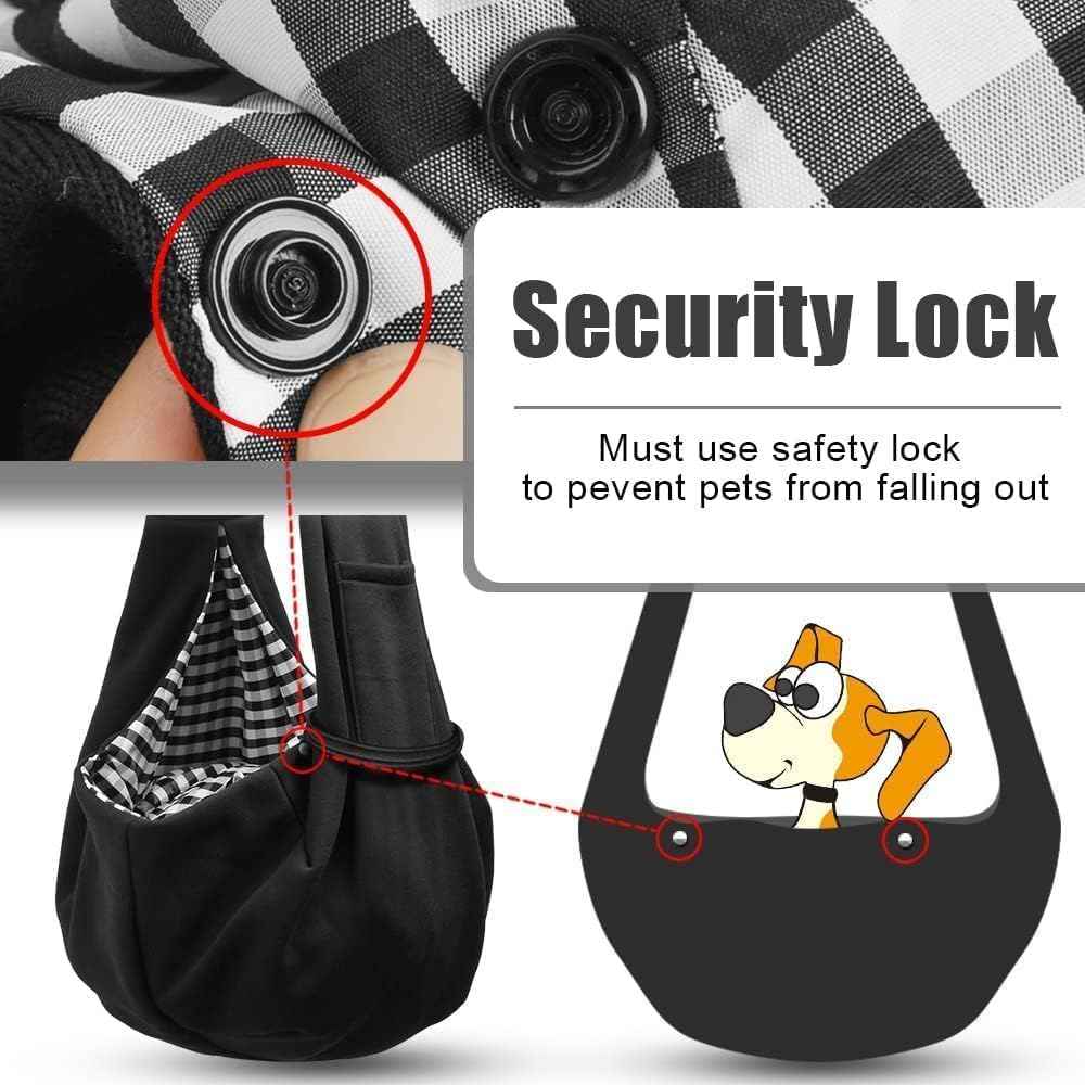 Tomkas Small Dog Sling Carrier - Classic Pocket & Classic Strap - for 3-10 lbs Pets(Black)
