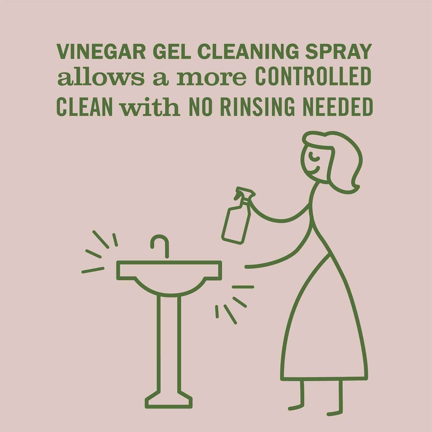 MRS. MEYER'S CLEAN DAY Vinegar Gel Cleaning Spray, Bathroom Use, No-Rinse Formula, Apple Blossom, 16 Fl Oz, Pack of 1