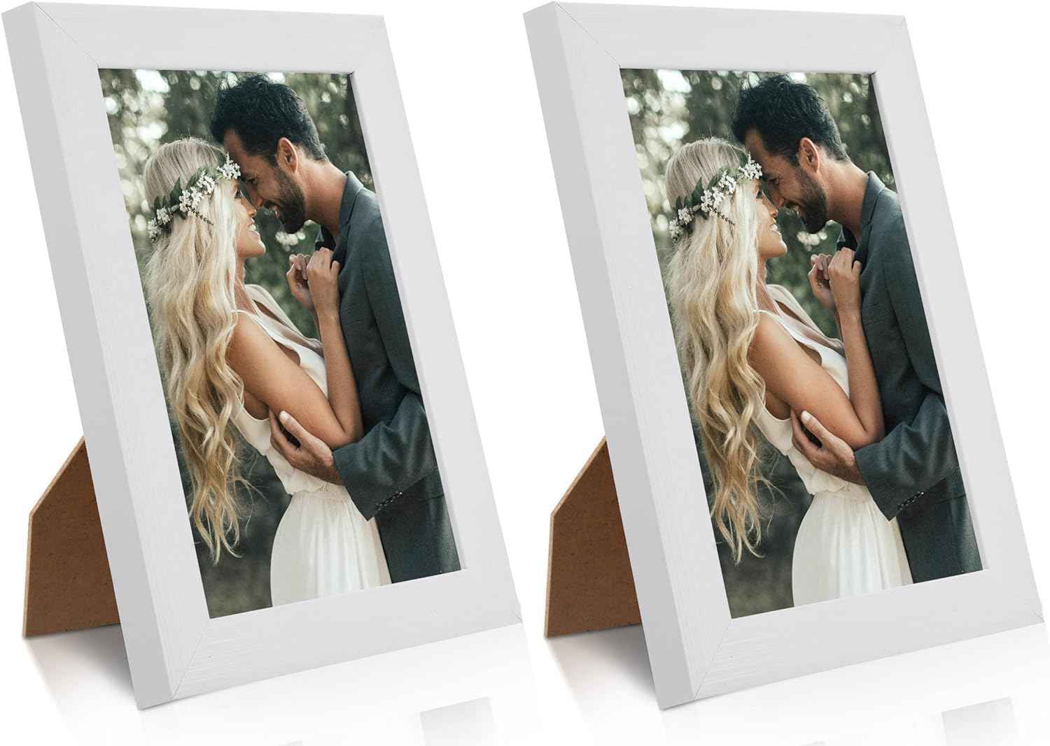 PECULA 2 Pack 5x7 Picture Frame, Black Picture Frame for Wall and Tabletop Display, Resistant Plastic Clear Plexiglass for Vertical or Horizontal Display