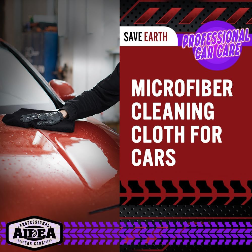 AIDEA Microfiber Cleaning Cloth 10PK, Black, 12x12, Microfiber Towels for Cars, Houses, and Kitchens