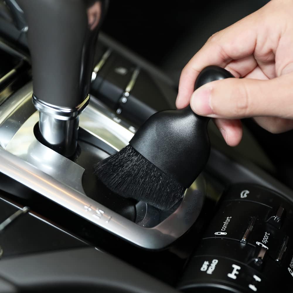 Car Interior Detailing Brush Soft Bristle Cleaning Brush for Auto Detailing and Dusting Black