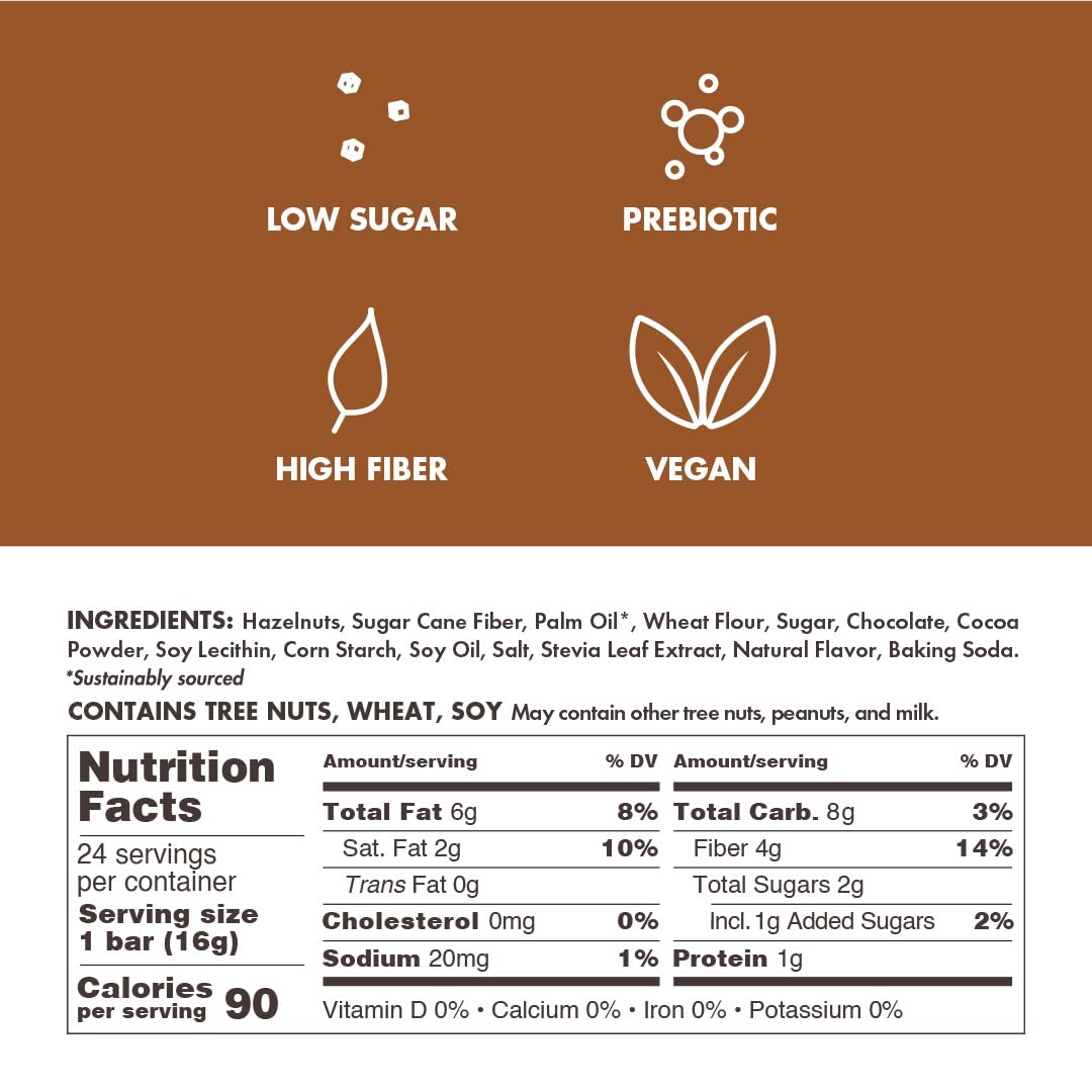 Low-calorie keto vegan hazelnut cream wafer sticks 90 calories non-gmo prebiotic fiber 12 pack