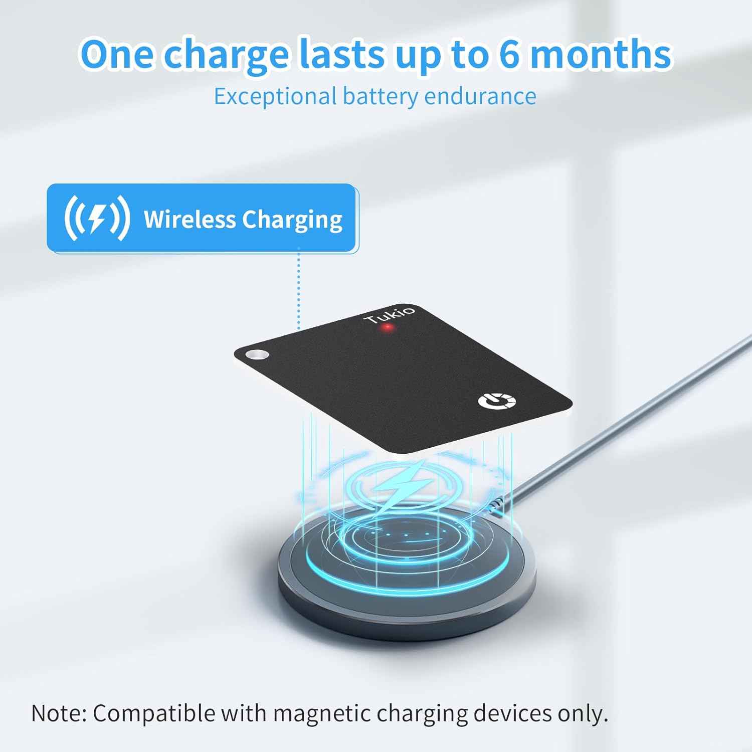Air Smart Tag (Black) 2 Pack, Smart Tracker Card Compatible with Apple Find My (iOS only), Bluetooth Tracker with Wireless Charging, IP68 Waterproof Finder, Item Finder with Key Ring/Nylon Lanyard.