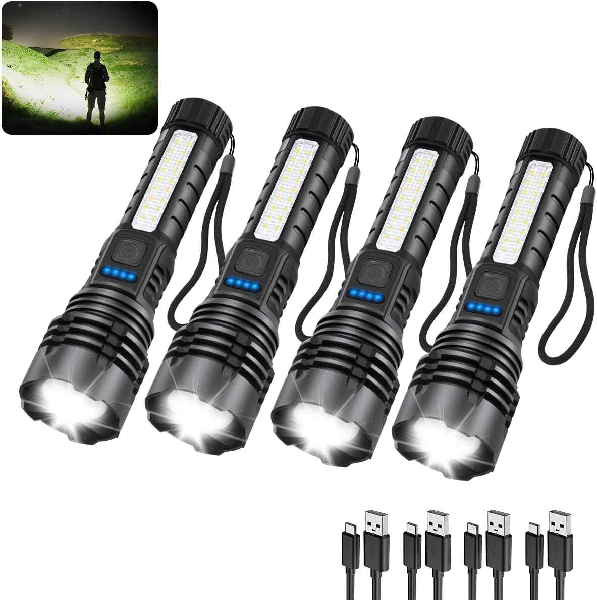 Rechargeable Flashlights High Lumens, 7Mode Super Bright Flashlight Camping, Adjustable Tactical Flash Light High Powered, LED Flashlights for Home Emergency, Christmas Gifts Stocking Stuffers for Men