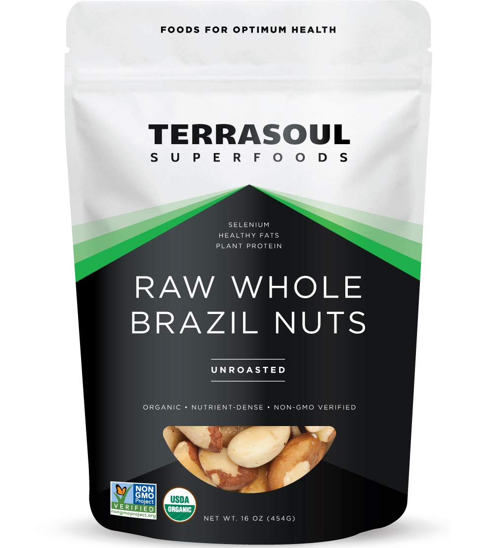 Terrasoul superfoods organic brazil nuts, 1 lb raw unsalted rich in selenium