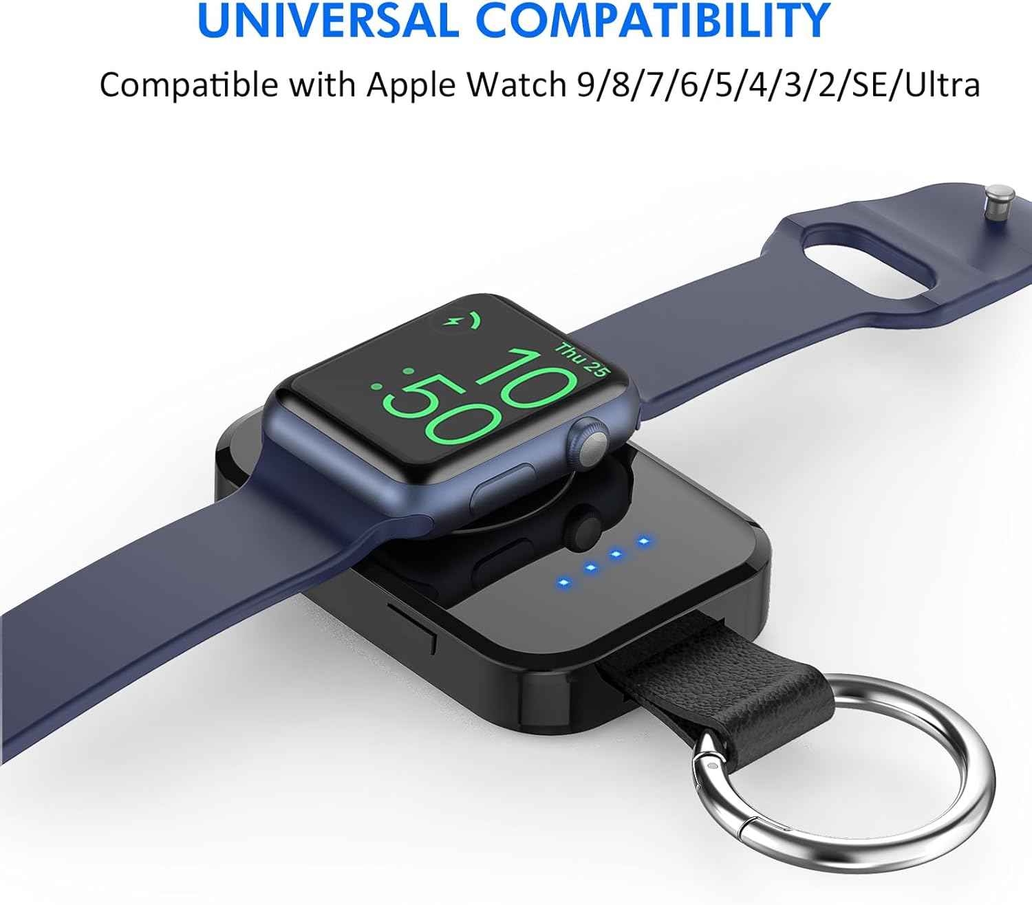 i.VALUX Portable Wireless Charger for Apple Watch Series 11/10/9/8/UItra/7/6/5/4/3/2/SE,Compact Magnetic iWatch Charger 1000mAh Extra Power Bank Smart Keychain Travel Accessories Father Birthday-Black