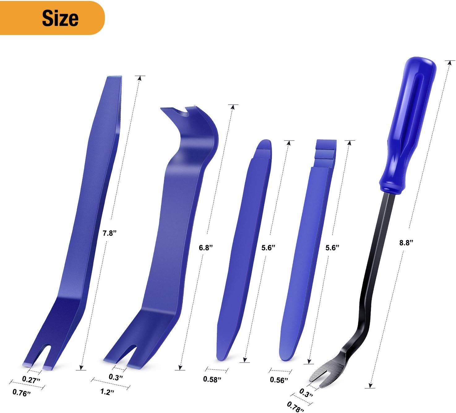 GOOACC 5PCS Auto Trim Removal Tool Kit No-Scratch Pry Tool Kit for Car Door Clip Panel & Audio DasBVoard Dismantle -5PCS