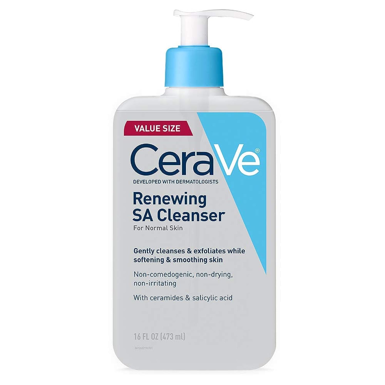 ceraVe Renewing Salicylic Acid Cleanser, 16 Ounce, Hyaluronic Acid, Niacinamide, Ceramides, Exfoliating Face Wash