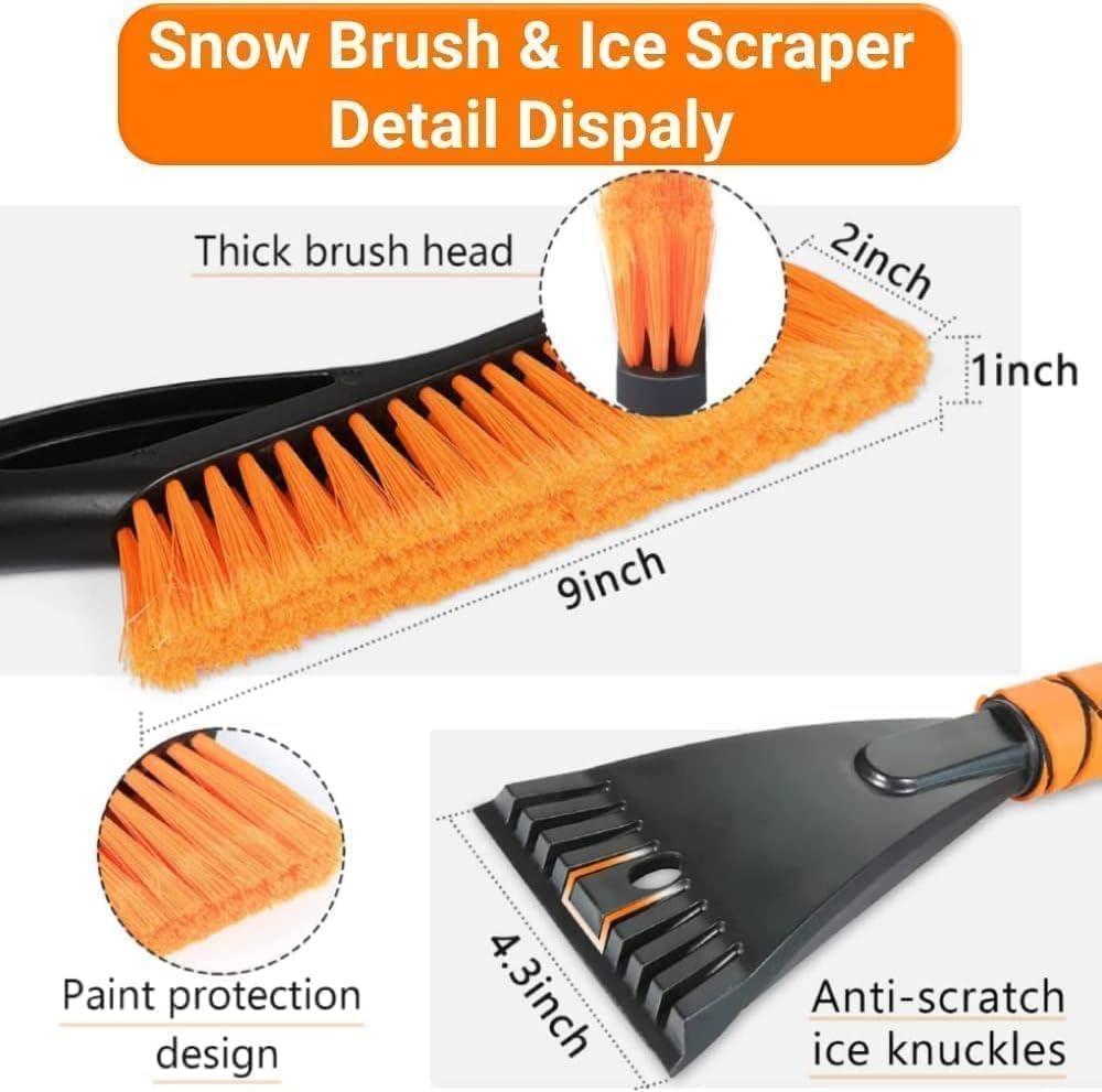 27-inch Snow Brush & Ice Scraper for Car Windshield Protection with Ergonomic Grip