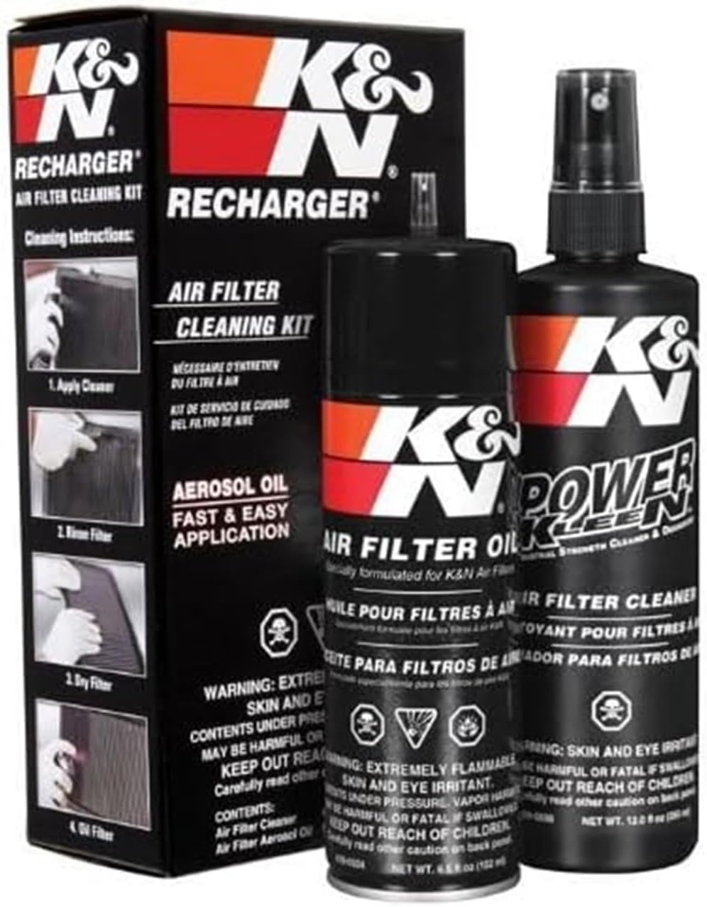 K&N Engineering FLTR CARE SERVICE KIT for oiled K&N air filters, restores performance and efficiency