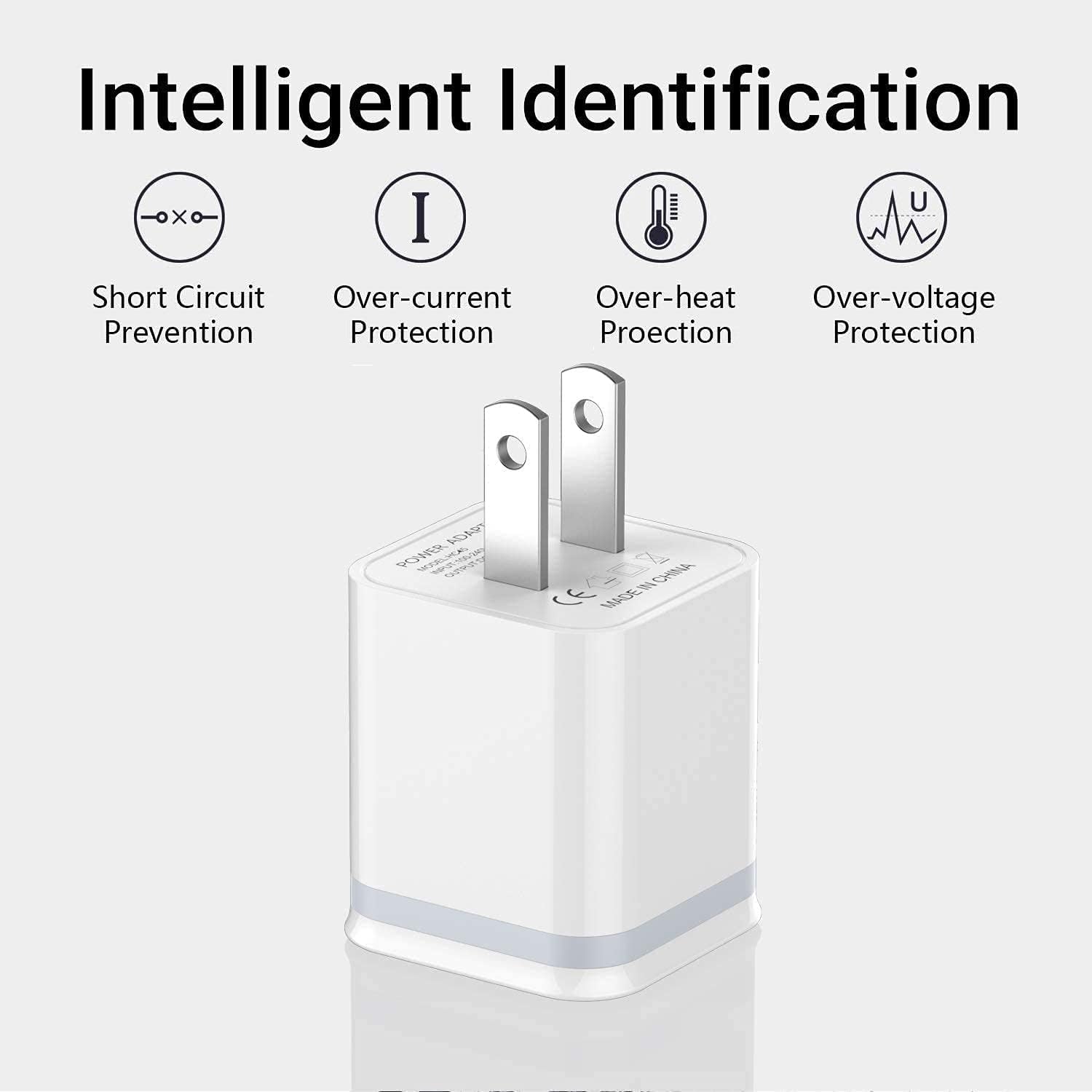 LUOATIP 3-Pack 2.1A 5V Dual Port Cube Power Adapter Plug Block for iPhone and Android Phones