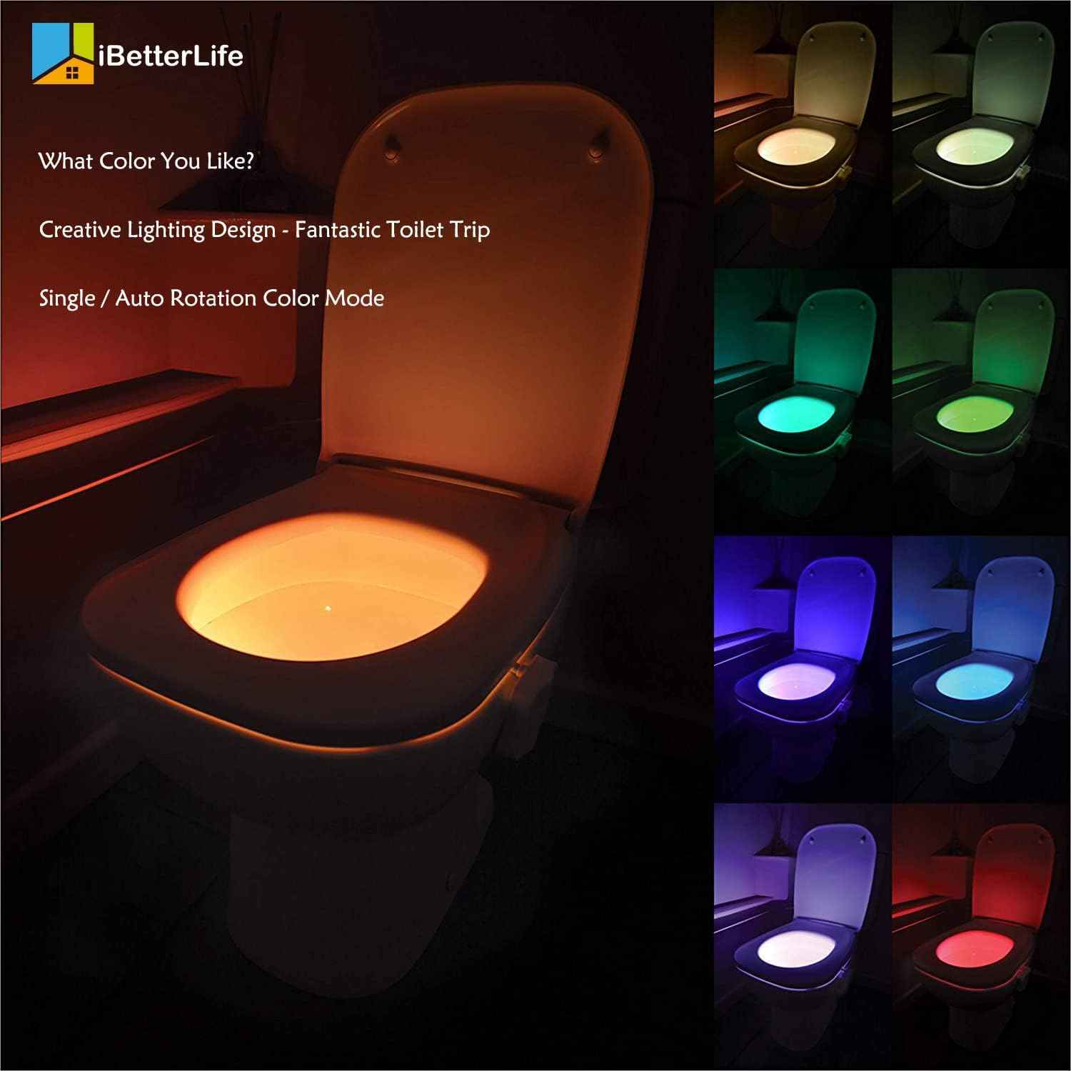 Toilet Light Motion Sensor 2Pack - The Original 8 Color Changing LED Glow Bowl Inside Toilet Night Light for Bathroom - Smart Unique Cool Gadget, Funny Ideal Gifts for Dad Teen Boys Girls Men Women