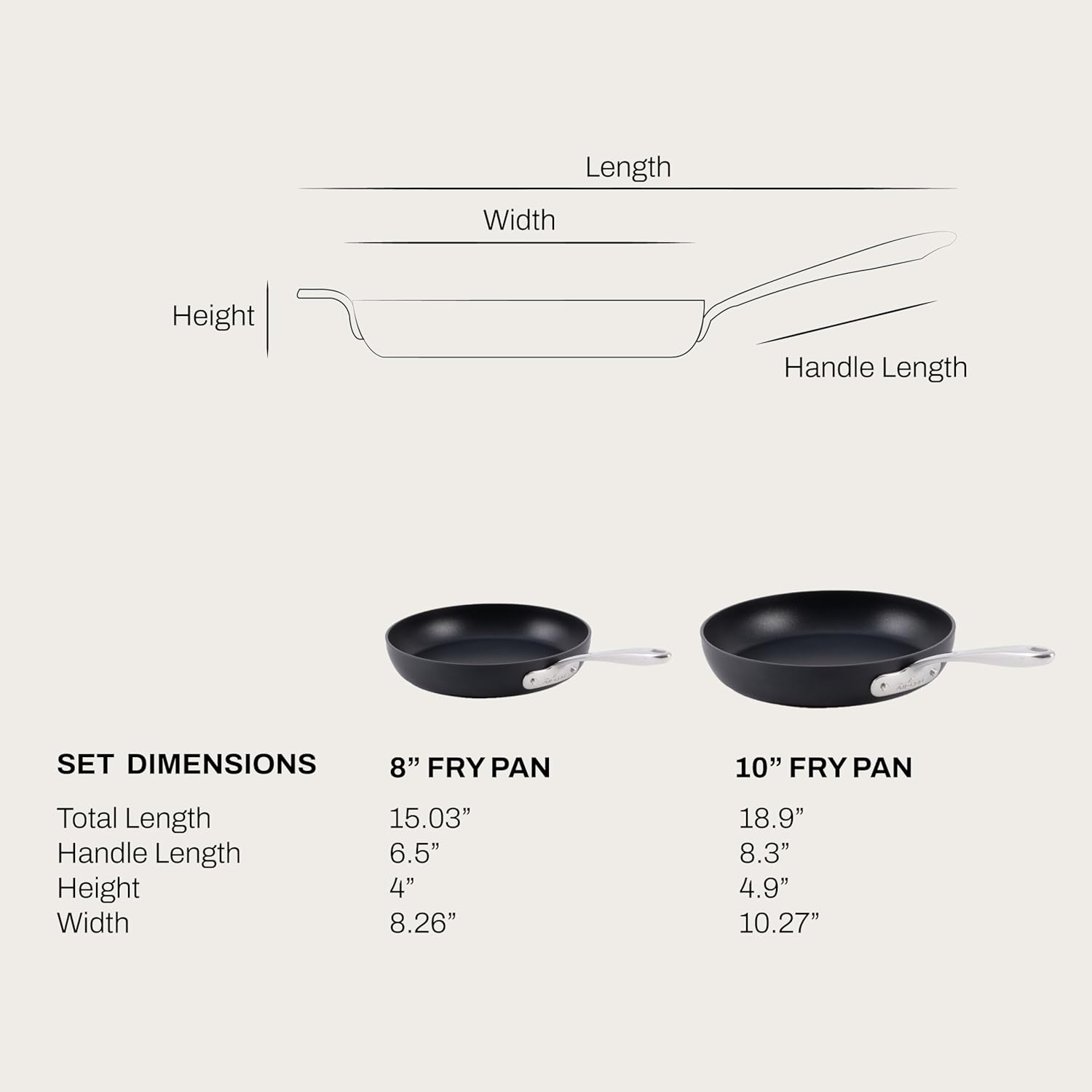 All-Clad 2-Piece Hard Anodized Non-Stick Fry Pan Set, 8-10 Inch, Induction and Oven Safe Cookware for Home Kitchen, Dishwasher Safe