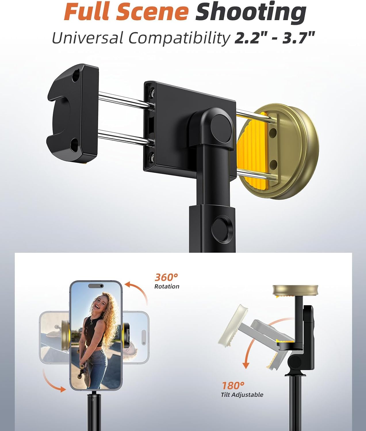 Vimose Phone Tripod & Selfie Stick with Remote, Portable, Lightweight for Video Recording Vlog, Extendable Travel Tripod Stand Compatible with iPhone Android, Black, 62"