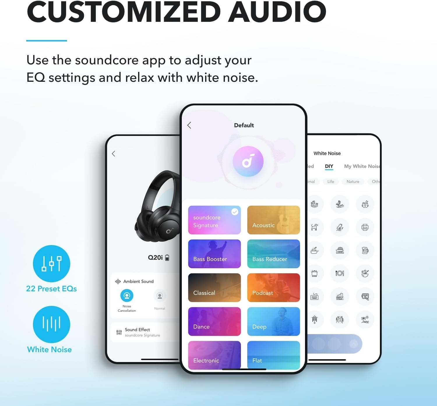 Soundcore by Anker Q20i Hybrid Active Noise Cancelling Headphones, Wireless Over-Ear Bluetooth, 40H Long ANC Playtime, Hi-Res Audio, Big Bass, Customize via an App, Transparency Mode (Black)