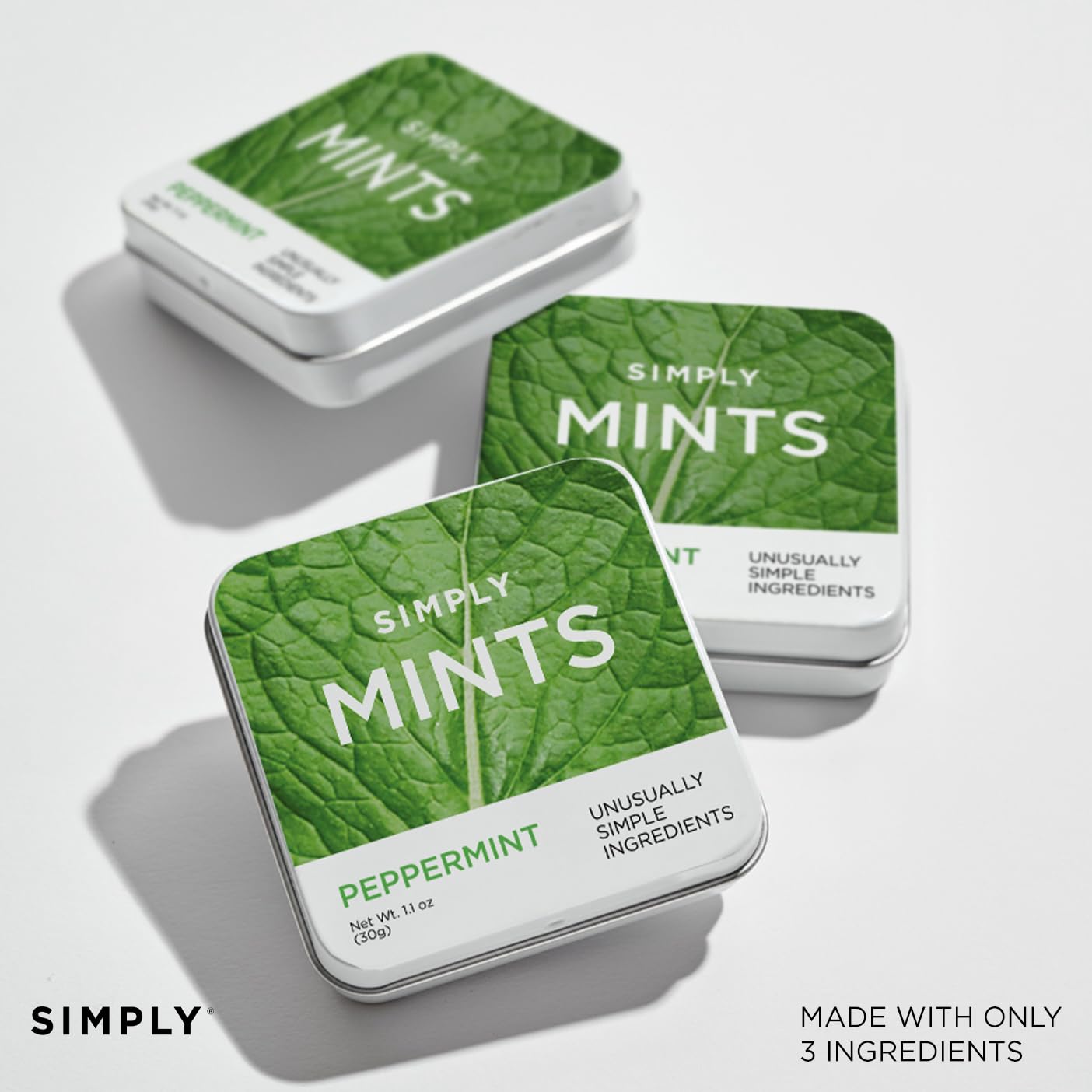 Simply Mints Natural Peppermint Breath Mints, 6 pack with 180 pieces, made with real peppermint oil and no artificial ingredients