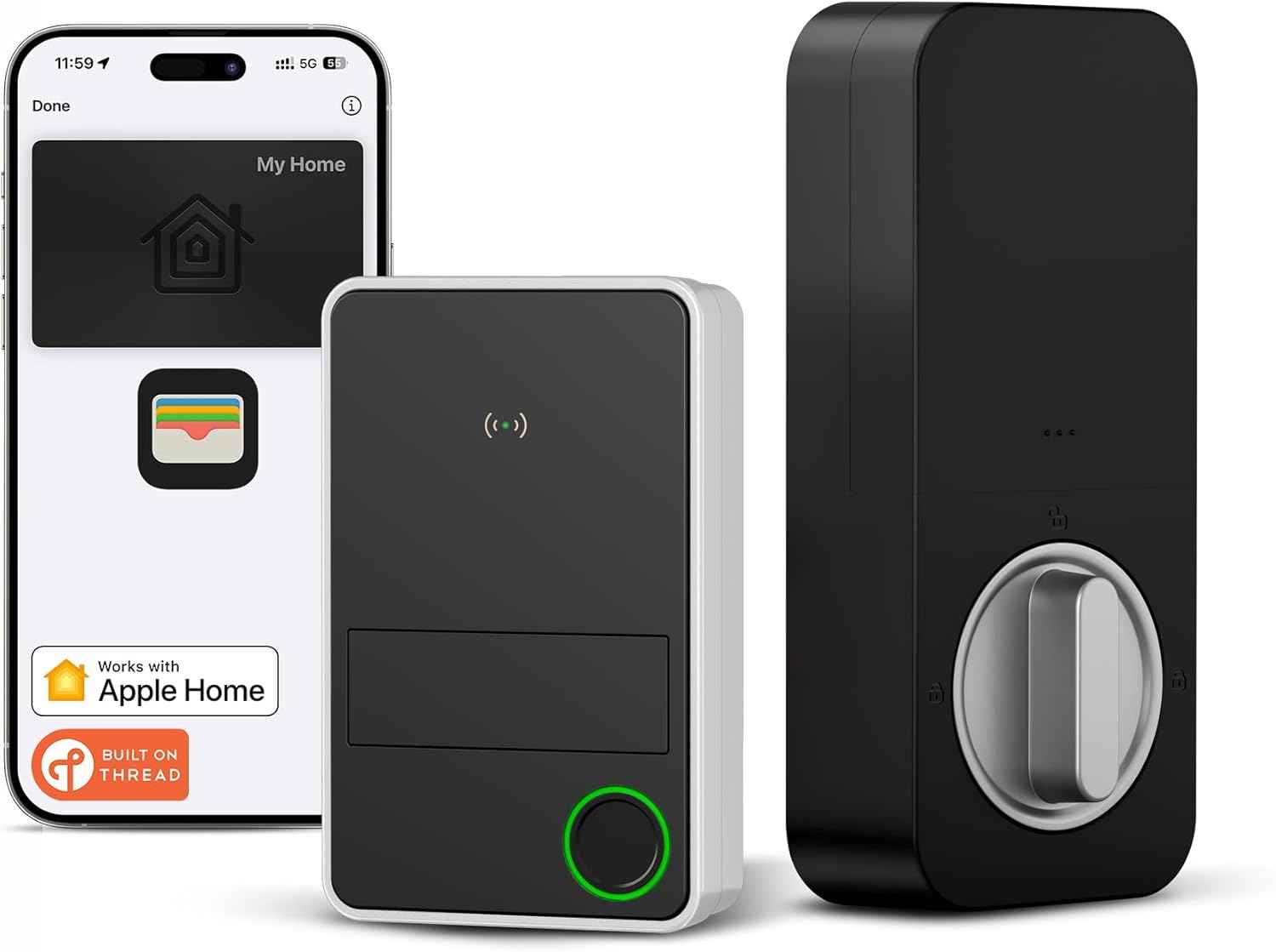 X3 Apple Home Key Door Lock Deadbolt, iOS ONLY, Smart Keyless Entry Door Lock with Fingerprint, Works with HomeKit Over Thread (Border Router), Voice/App/Remote Control, IP65 Weatherproof, Black