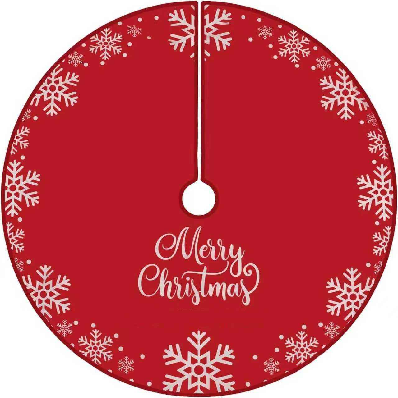 Flash World 48 Inch Large Christmas Tree Skirt Xmas Soft Cover Mat Decor Snowflake Collar Farmhouse Tree Skirt for Holiday Ornaments Party Home Indoor Decorations (Red, 48INCH)