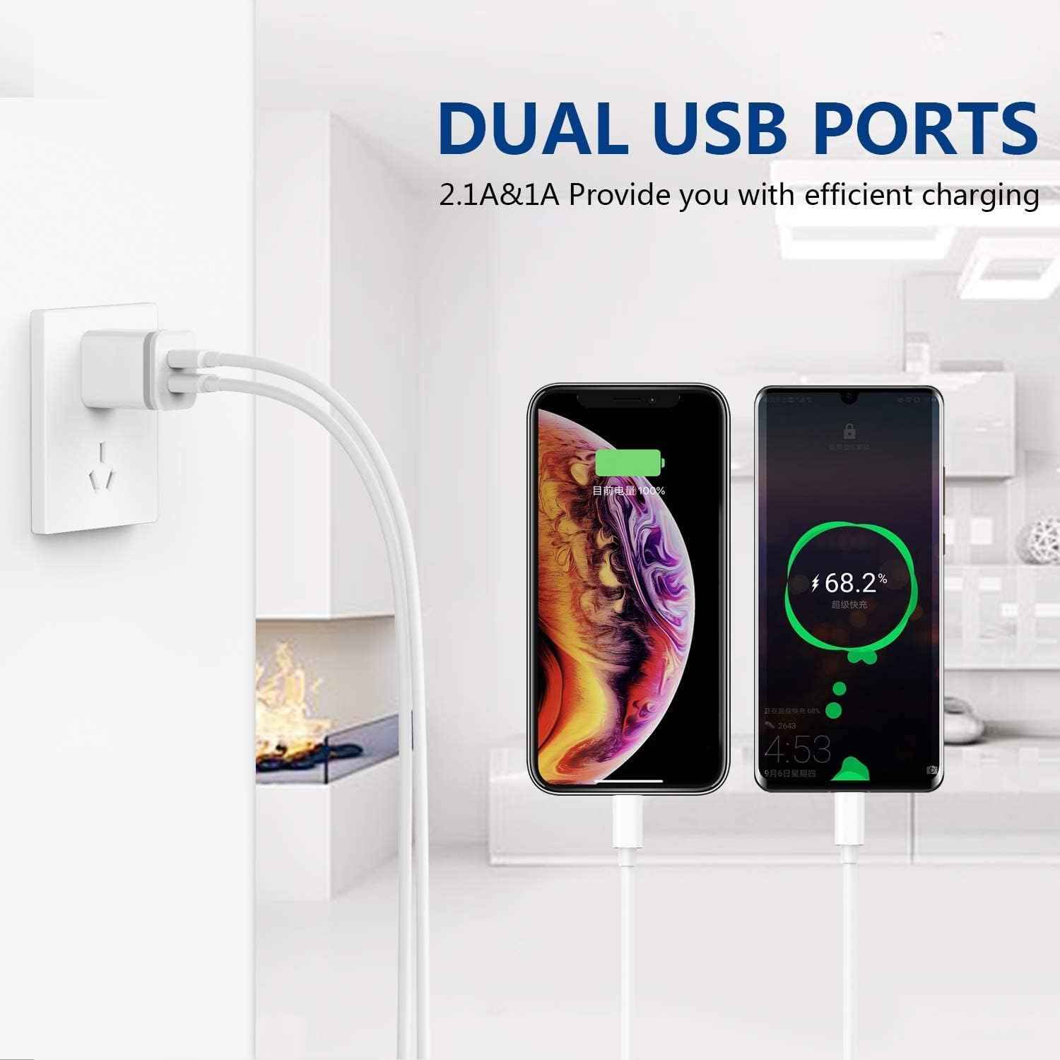 USB Wall Charger, LUOATIP 3-Pack 2.1A 5V Dual Port Cube Power Adapter Plug Block Charging Box Brick for iPhone 14 13 12 11 Pro Max SE XS XR X 8 7 6 6S Plus, Galaxy, LG, Moto, Android Phones