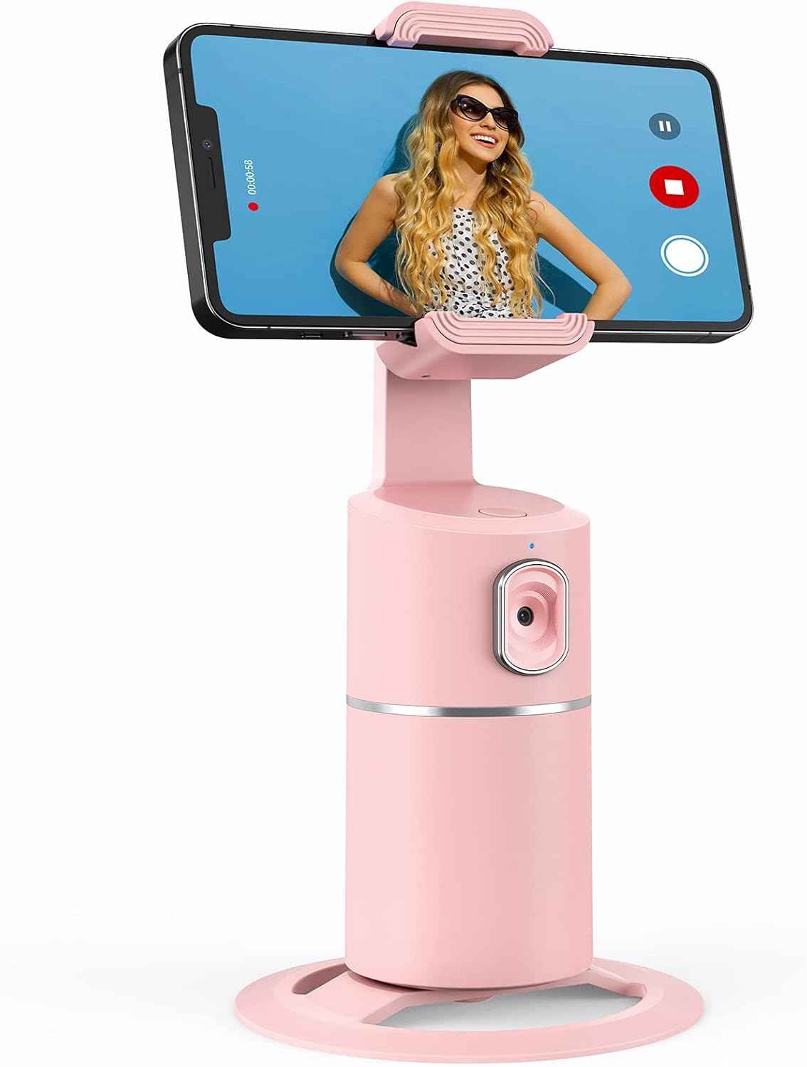 camrola Auto Face Tracking Phone Holder, No App Required, 360° Rotation Face Body Phone Tracking Tripod Smart Shooting Camera Mount for Live Vlog Streaming Video, Rechargeable Battery-Black