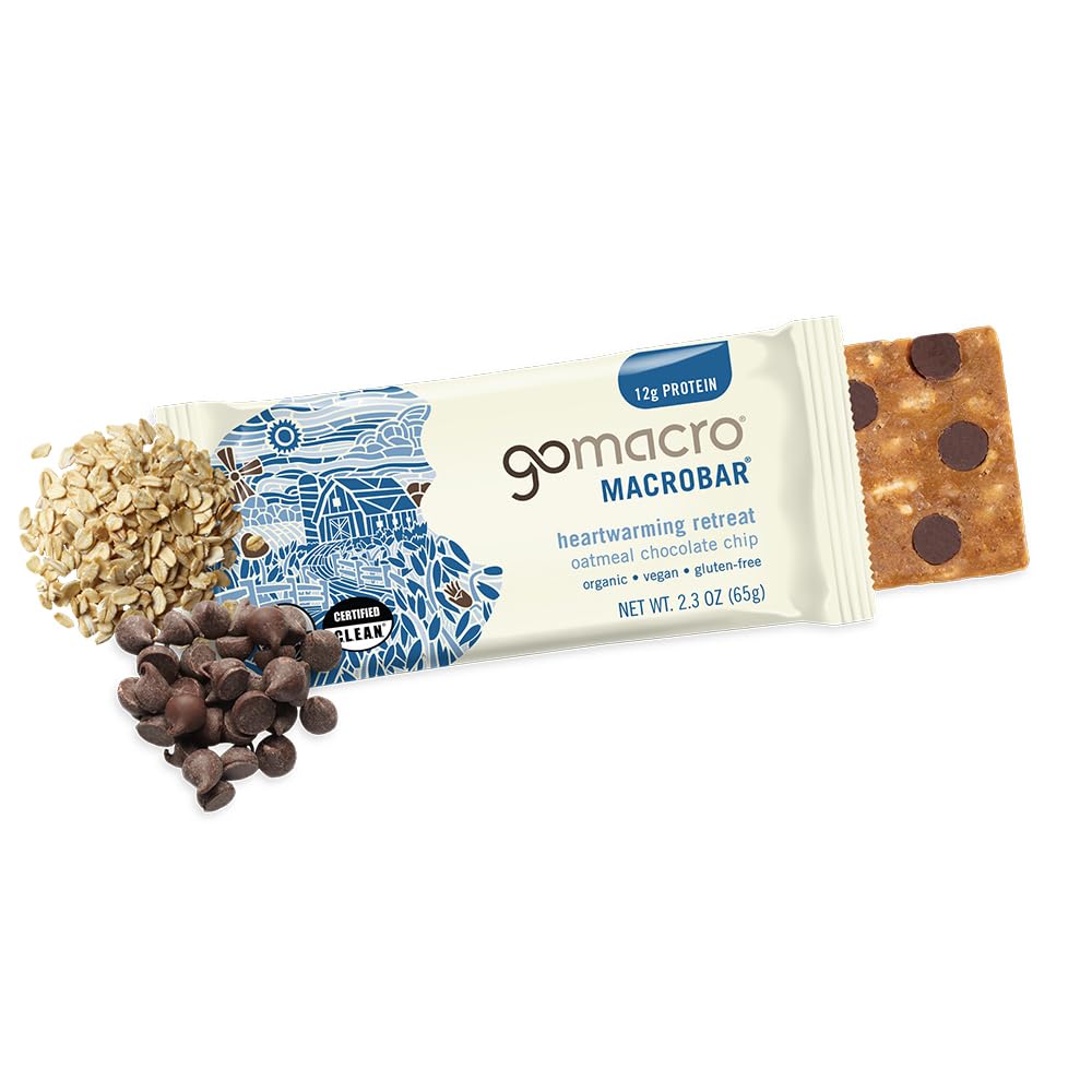 gomacro nutrition bar oatmeal chocolate chip organic 12 count 2.3 ounce