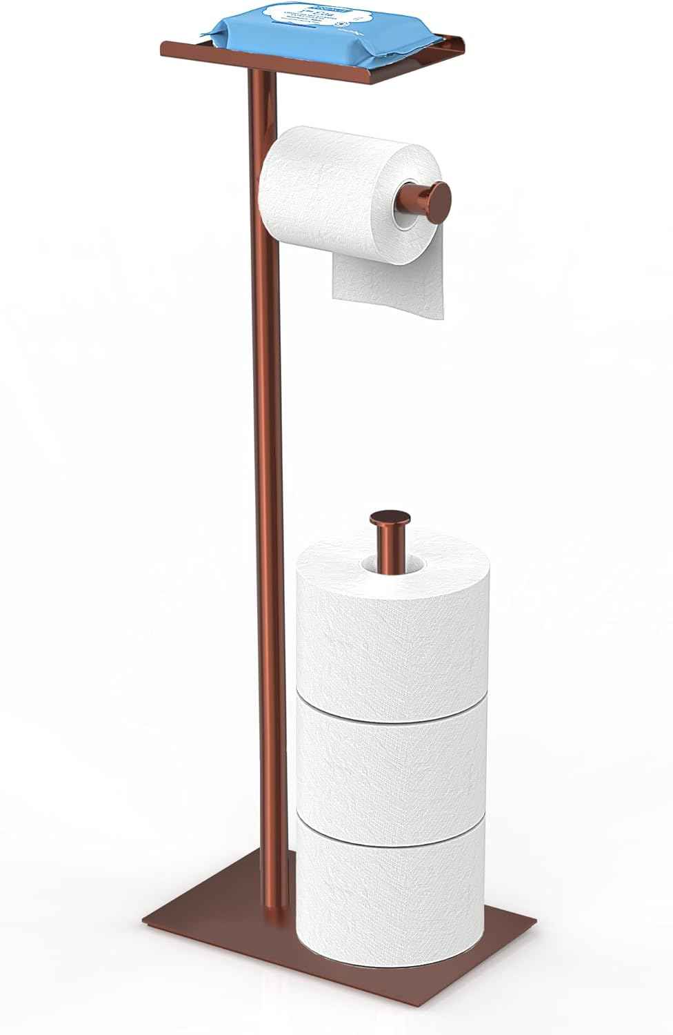 CISILY Black Toilet Paper Holder Stand with Phone Shelf, Bathroom Toliet Decor Decoration. Tissue Roll Free Standing Storage, Rv Accessories, Apartment Restroom Household Home Essentials