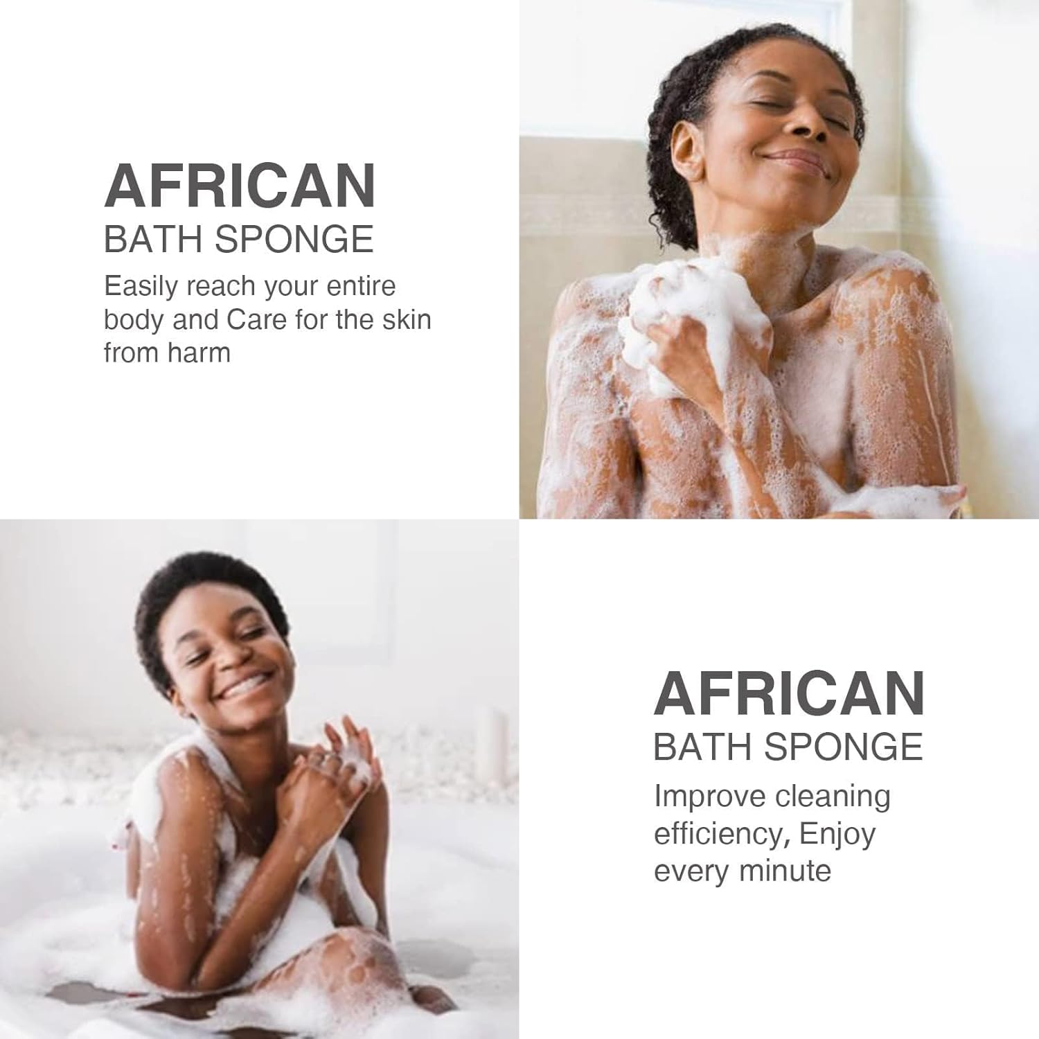 ujfqbh 3 pieces african bath sponge pink yellow purple exfoliating shower body scrubber