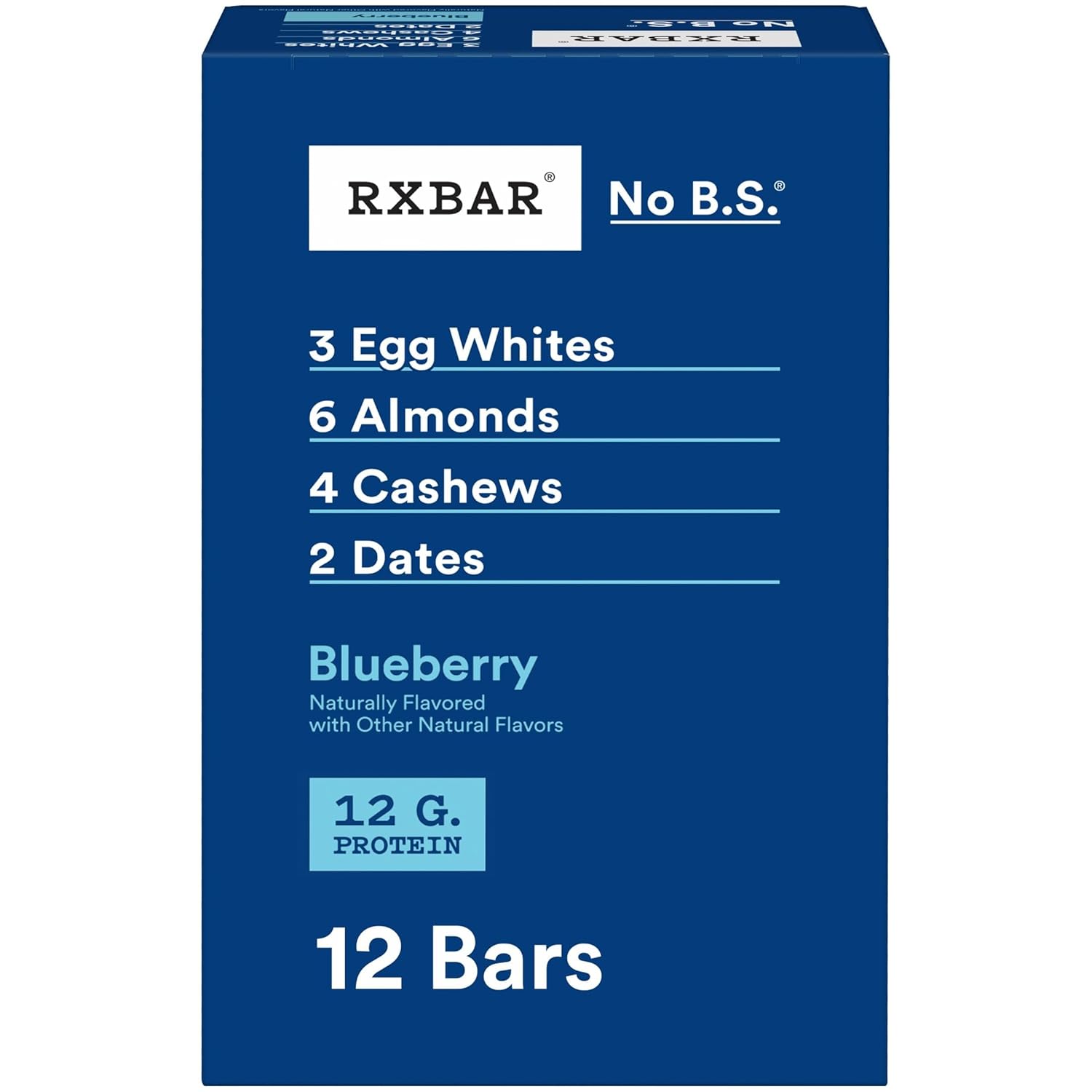 RXBAR Blueberry Protein Snack Bars, 22oz Box, 12 Count, Gluten Free, Kosher Pareve