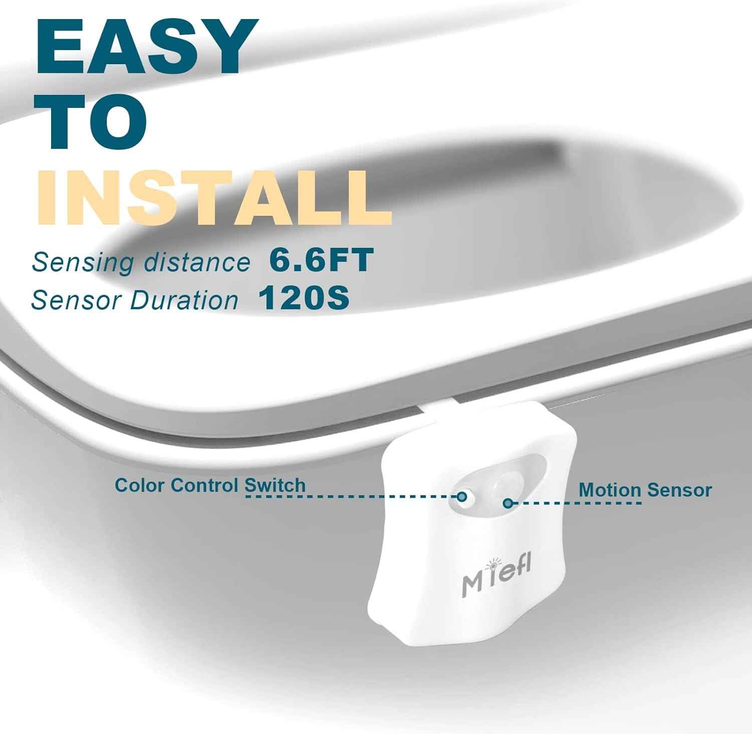 MIEFL Toilet Light Motion Sensor 16 Colors Changing (2 Pack),LED Glow Bowl inside Toilet Light, Smart Night Light for Bathroom, Cool Funny White Elephant Gag Gift Christmas Dad Teen Boy Girl Men Women