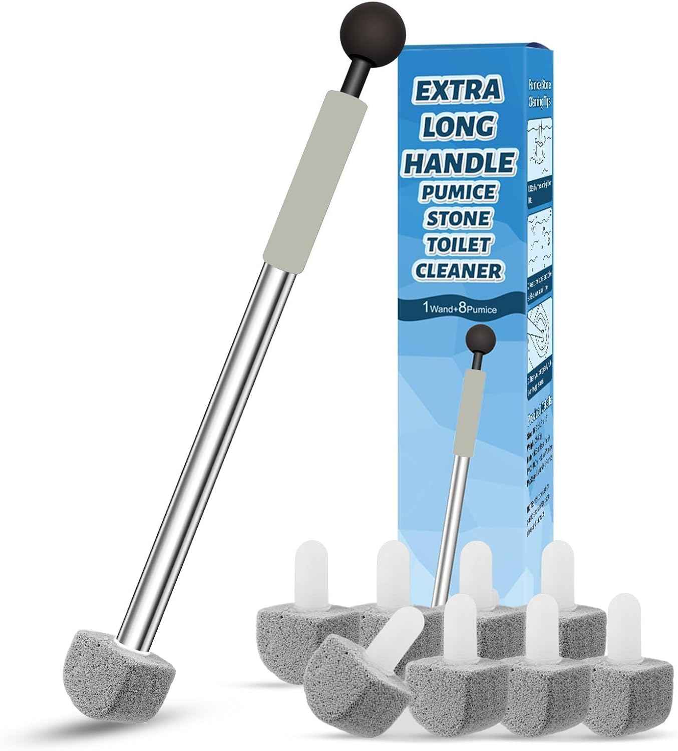 Pumice Stone Toilet Bowl Cleaner,16.7Inch Toilet Pumice Stone with Handle Cleans Hard Water Ring Calcium Buildup&Stains for Toilet Bath Kitchen Household Cleaning（Black
