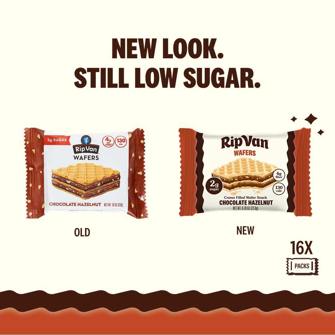 Rip Van Chocolate Hazelnut Wafer Cookies, 16-count, keto, non-GMO, low-carb & low-sugar