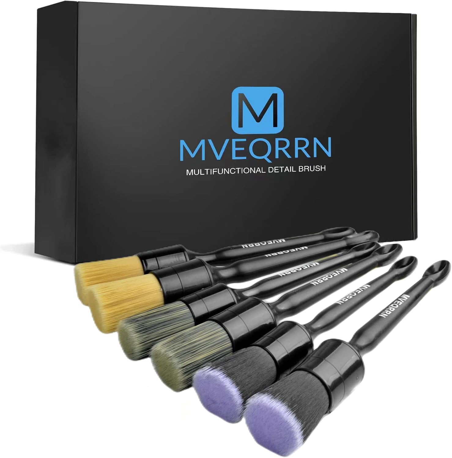 6pcs car detailing brush set with boar's hair, ultra soft, and multi-color detailing brushes for interior and exterior cleaning