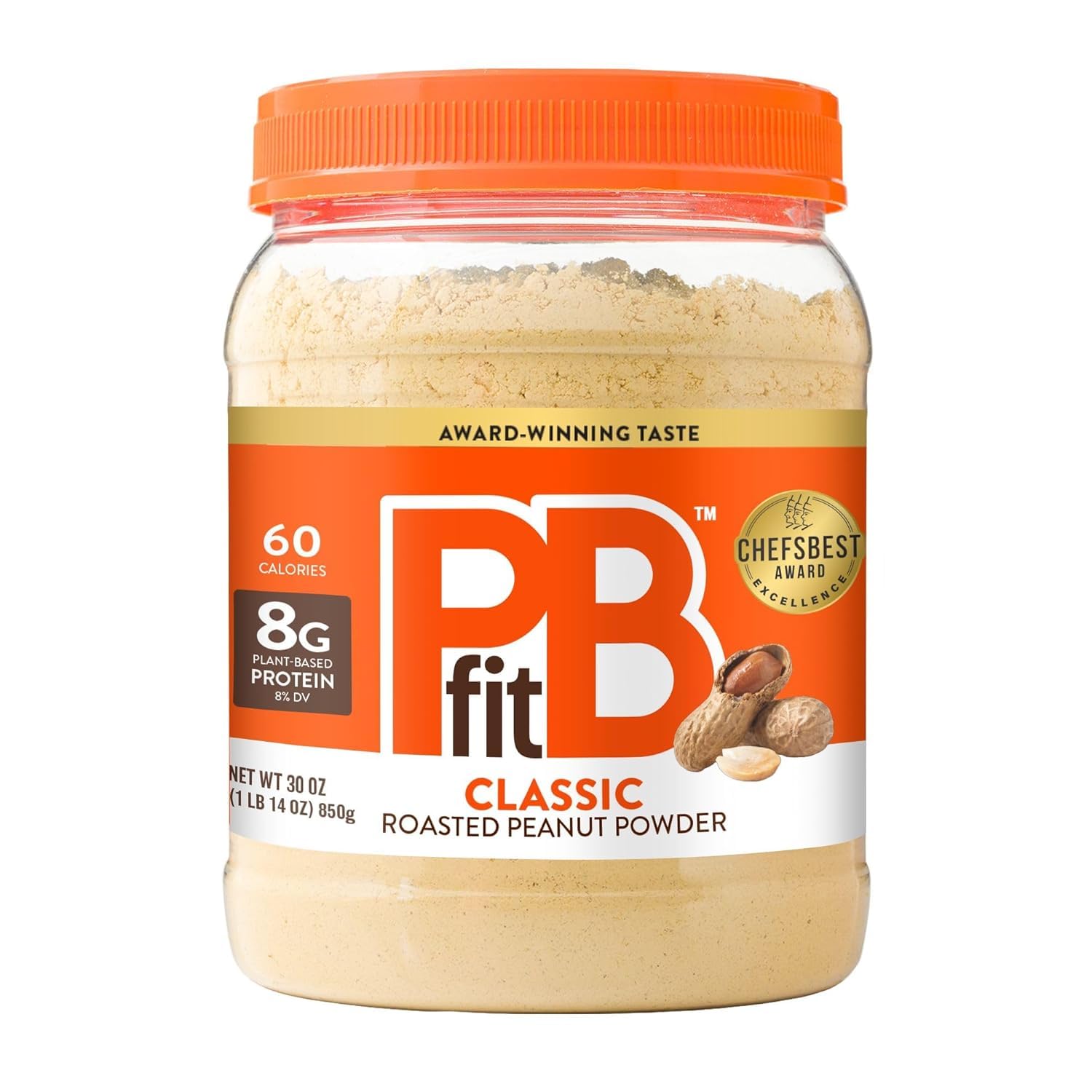 pbfit 30 ounce classic peanut butter powder, powdered peanut butter spread from real roasted peanuts, 8g protein, gluten-free